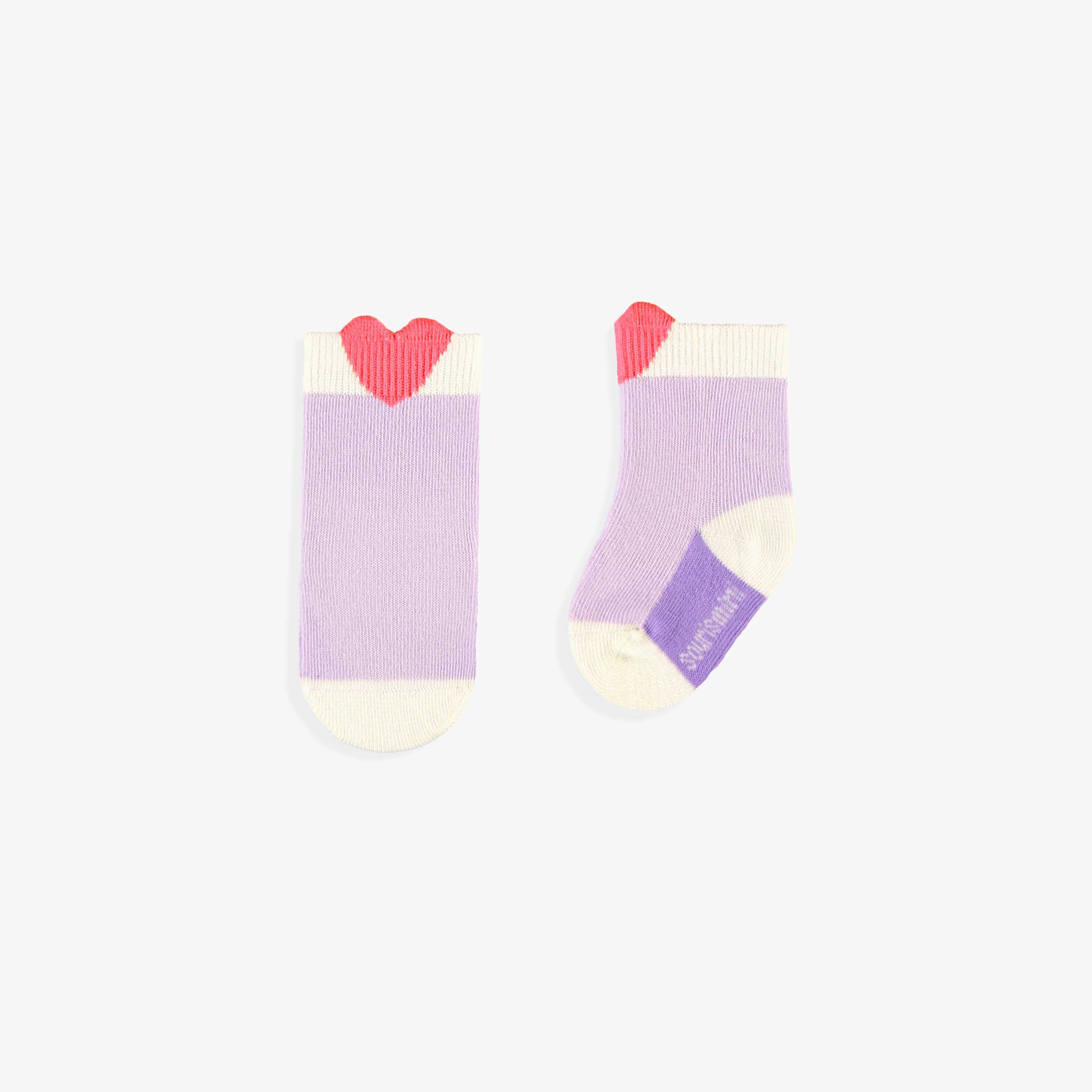 Purple socks with heart, birth