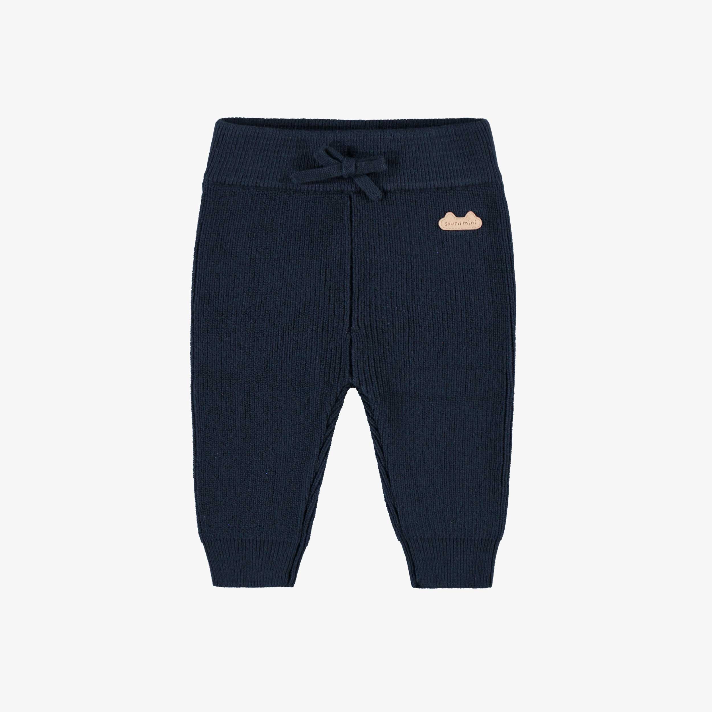 Pantalon bleu marine en tricot, naissance