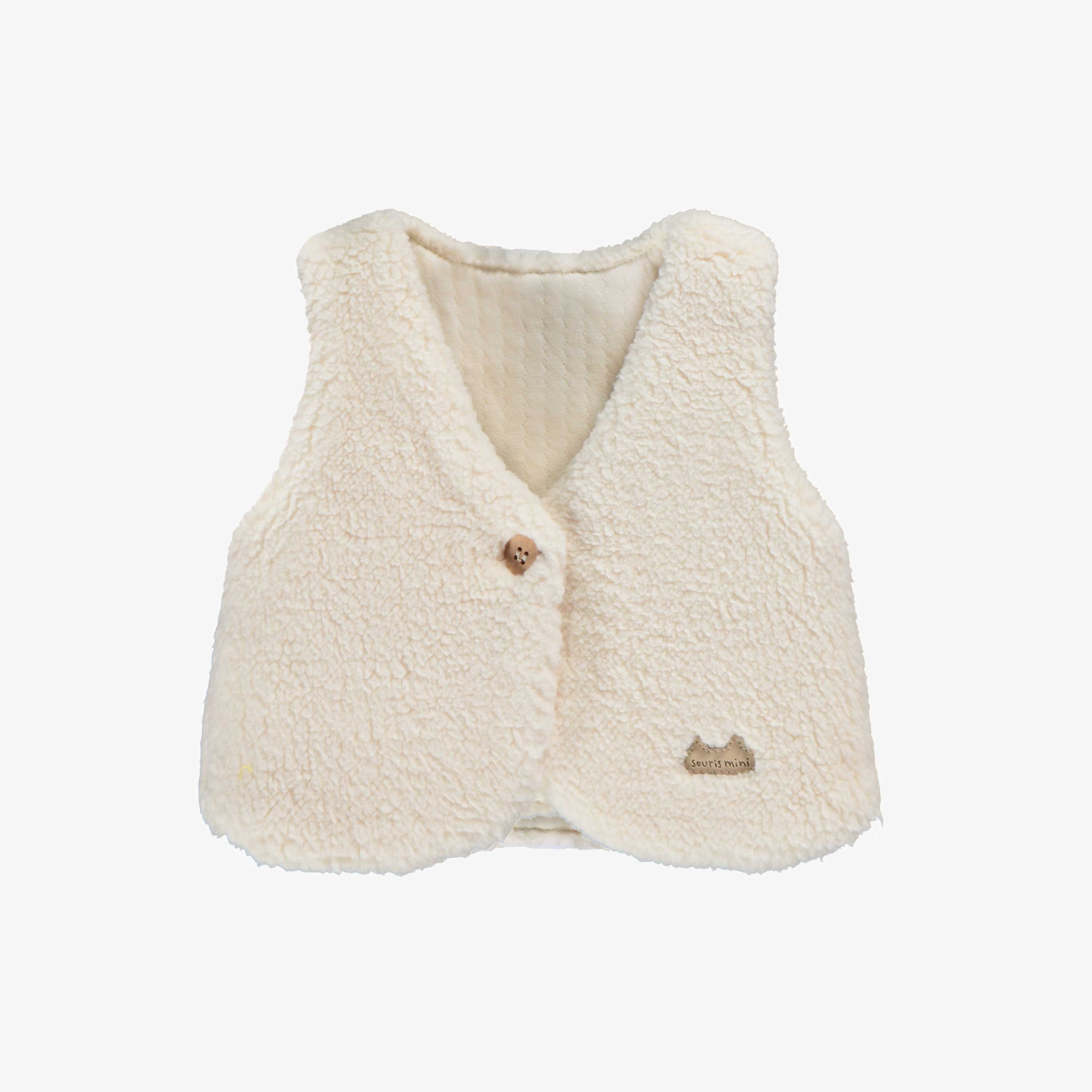 Veste sans manches crème en sherpa, naissance