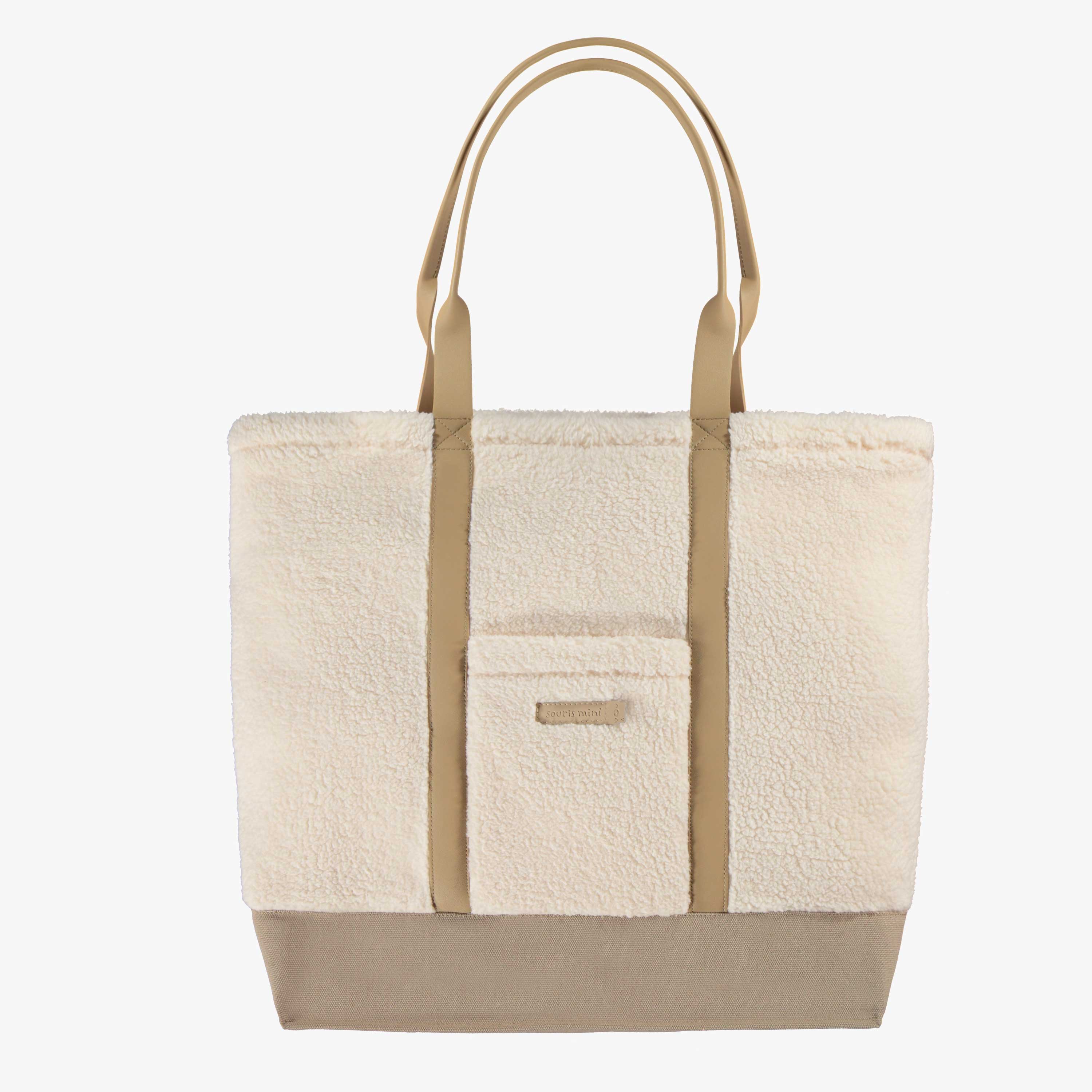 Sac fourre-tout en sherpa et faux cuir