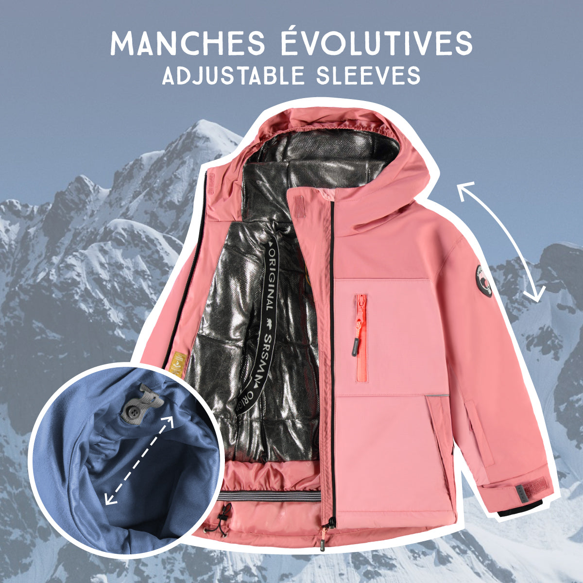 Pink two-piece PERFO+ snowsuit, child