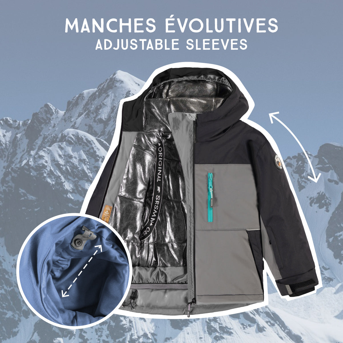 Black two-piece PERFO+ snowsuit, child