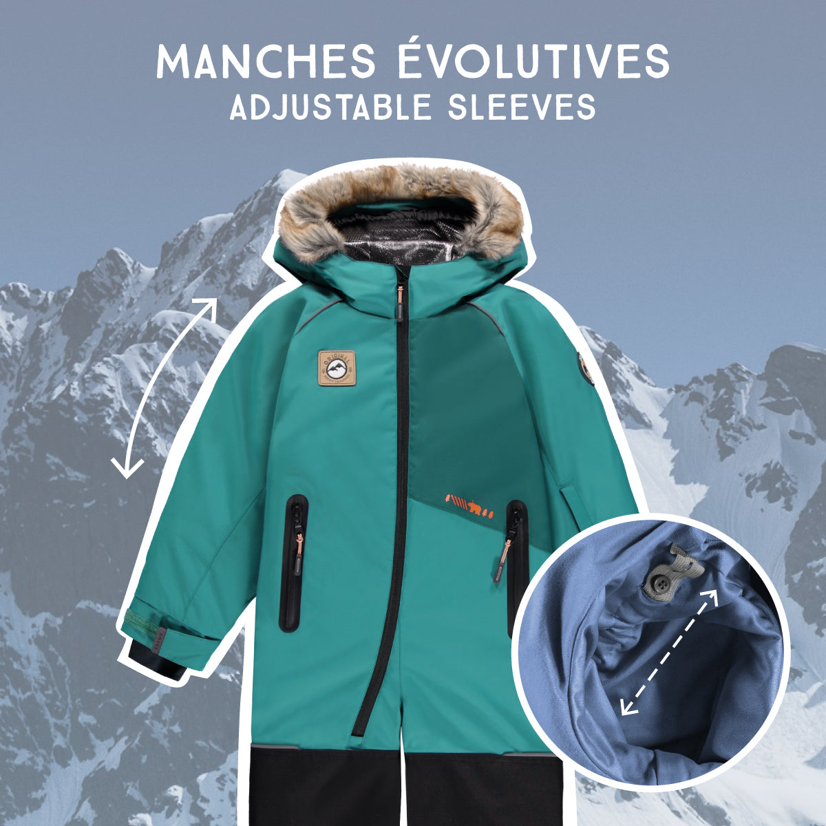 Turquoise one-piece snowsuit, child