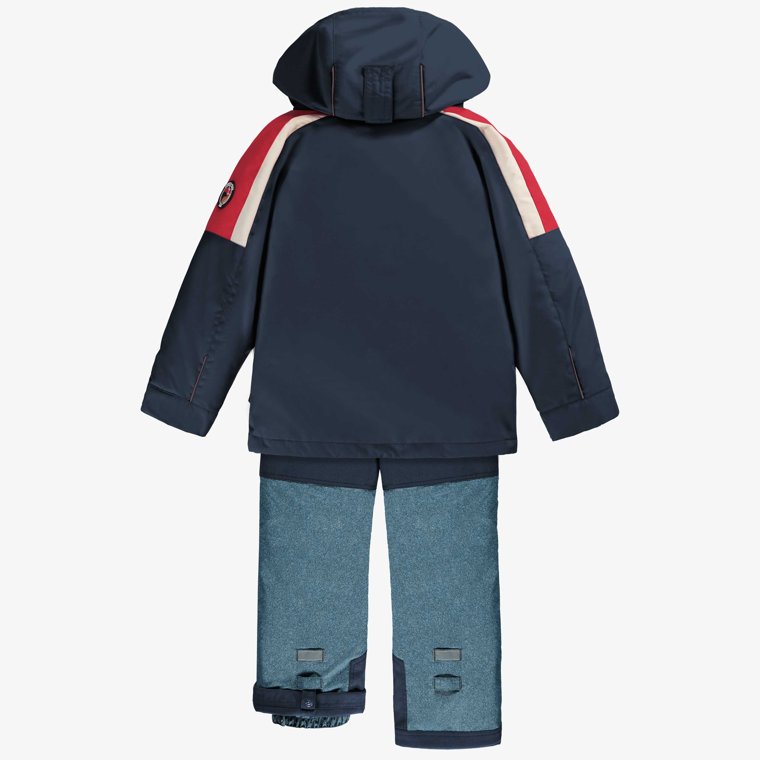 Habit de neige 3 en 1 bleu denim et rouge, enfant
