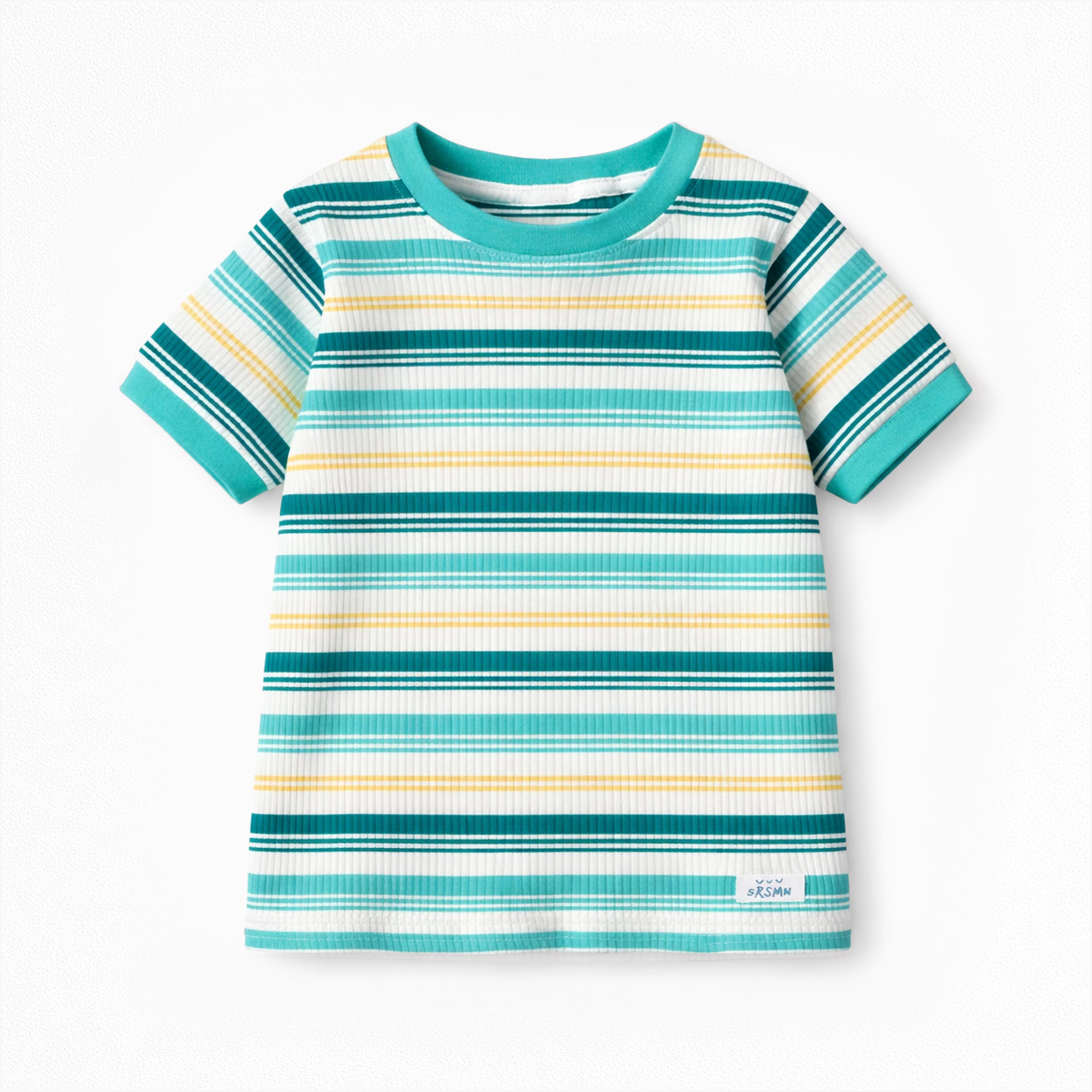 Haut du pyjama deux pièces crème à rayures colorées, enfant