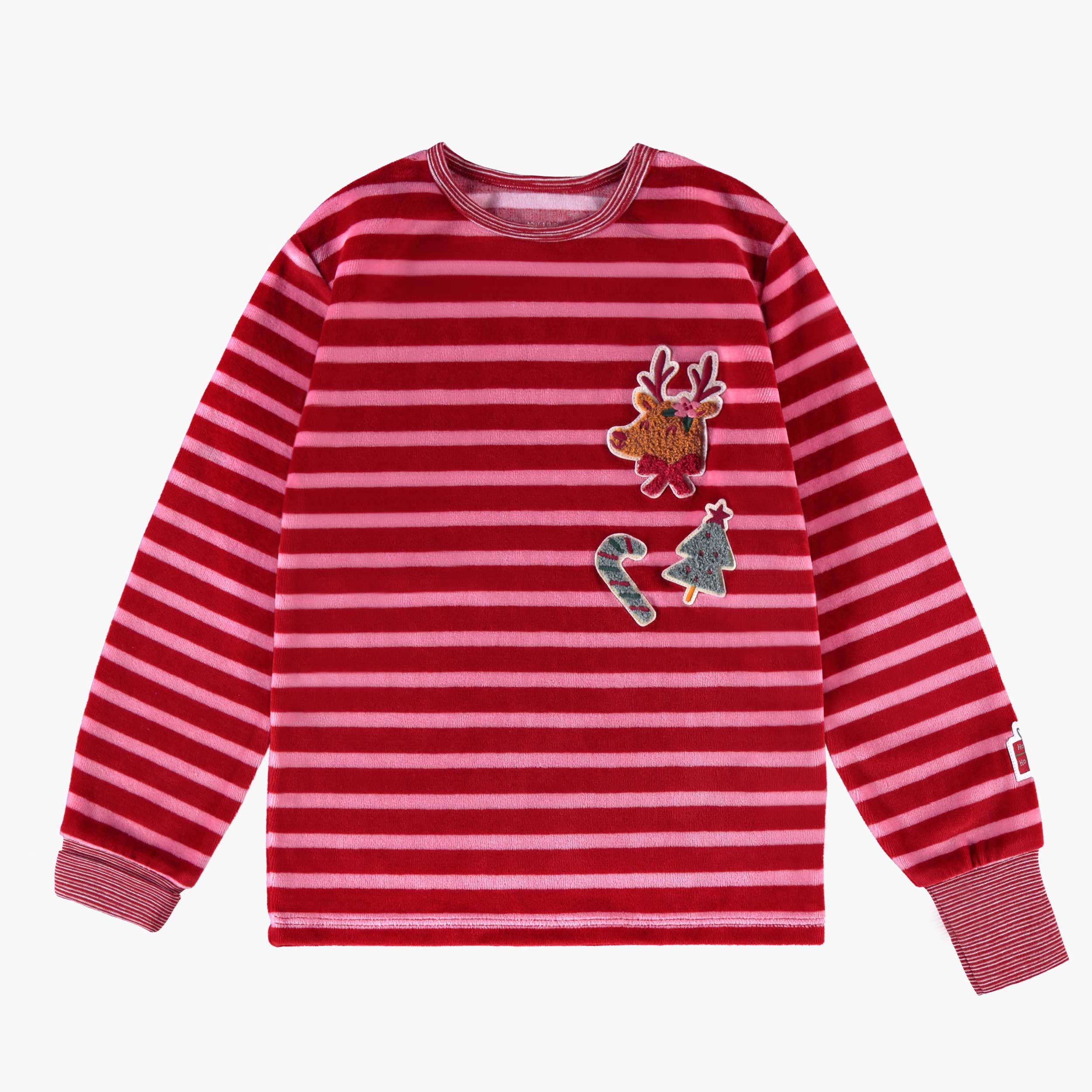 Haut du pyjama deux pièces rose et rouge à rayures, enfant - Souris Mini