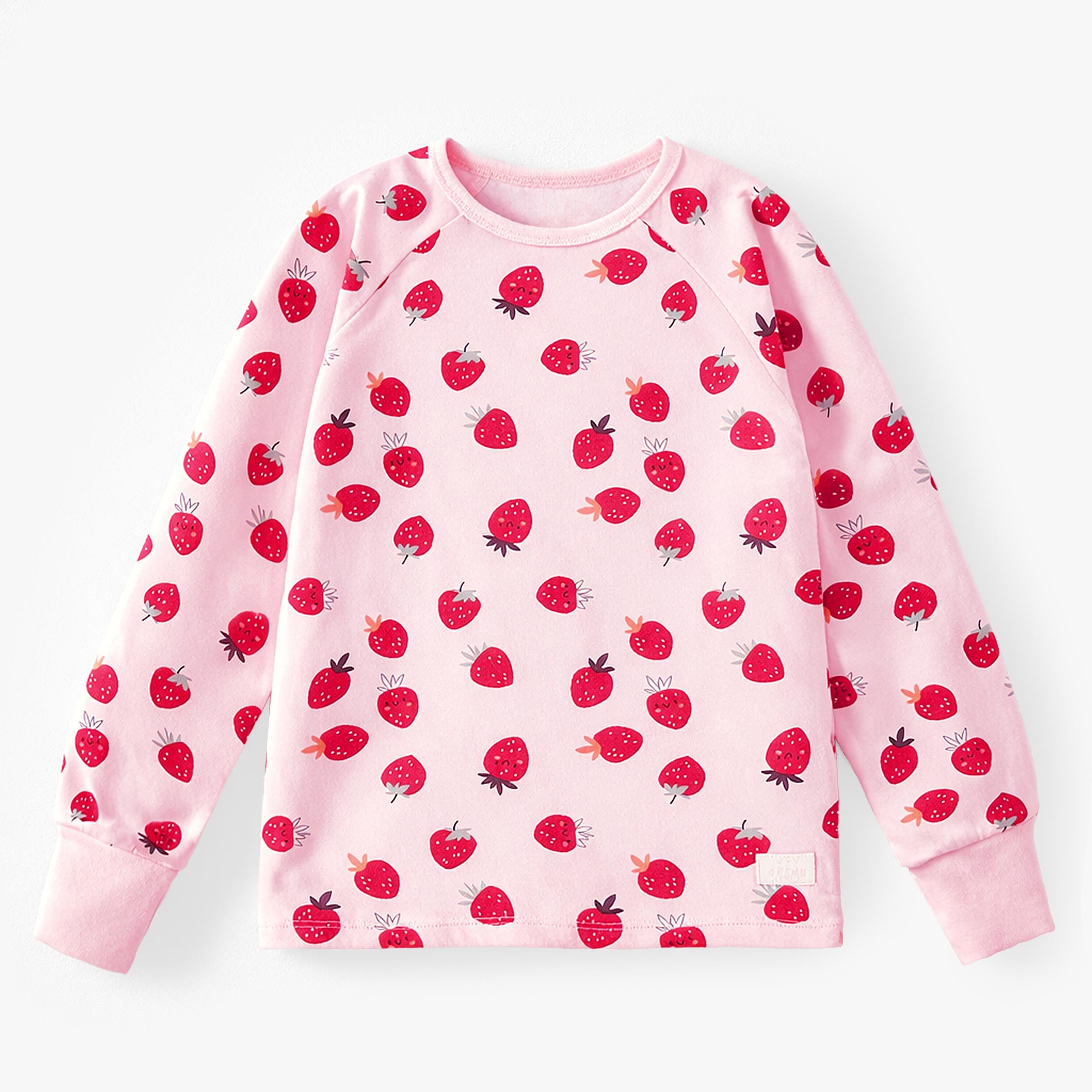 Haut du pyjama deux pièces rose à motifs de fraises, enfant