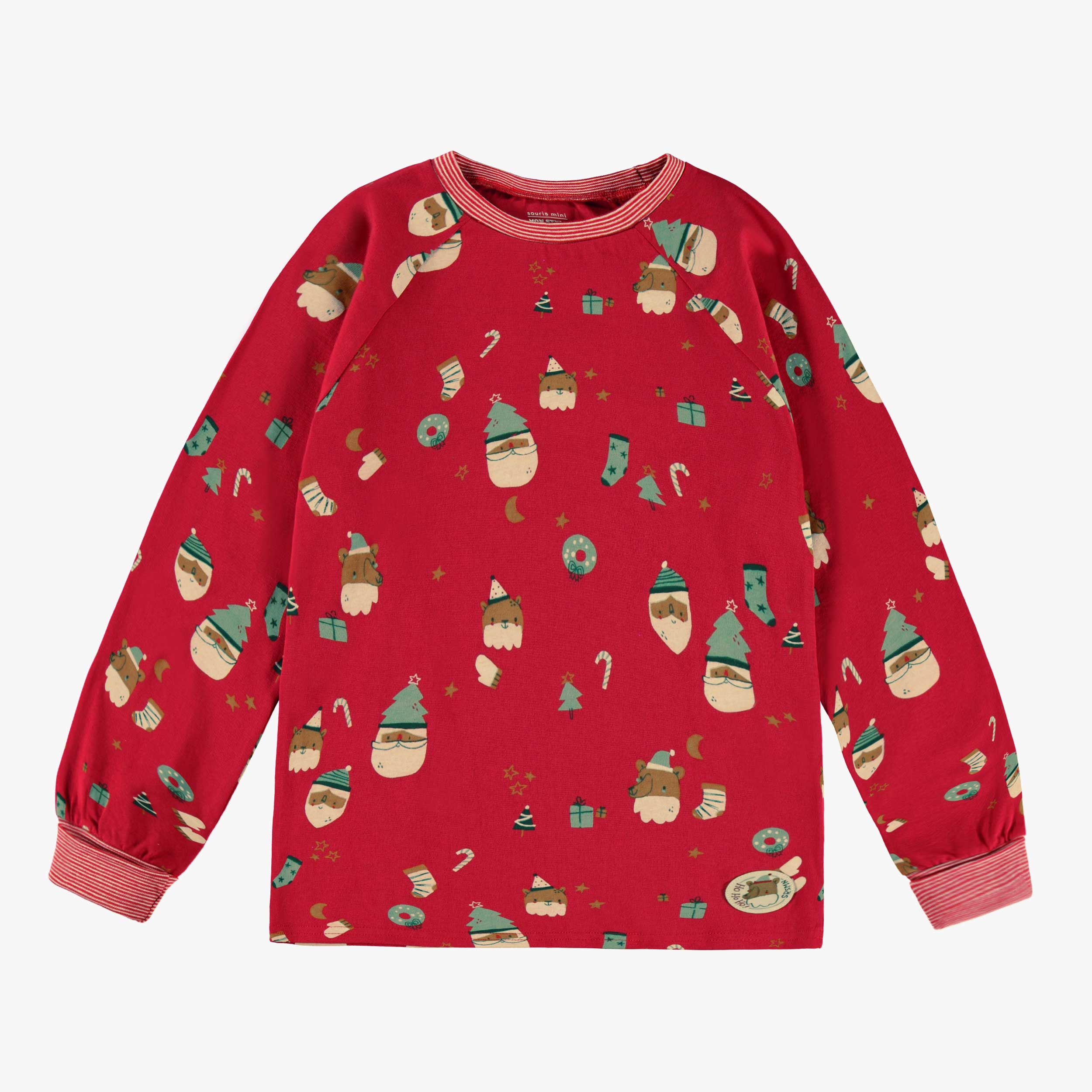 Haut du pyjama deux pièces rouge à motifs des Fêtes, enfant