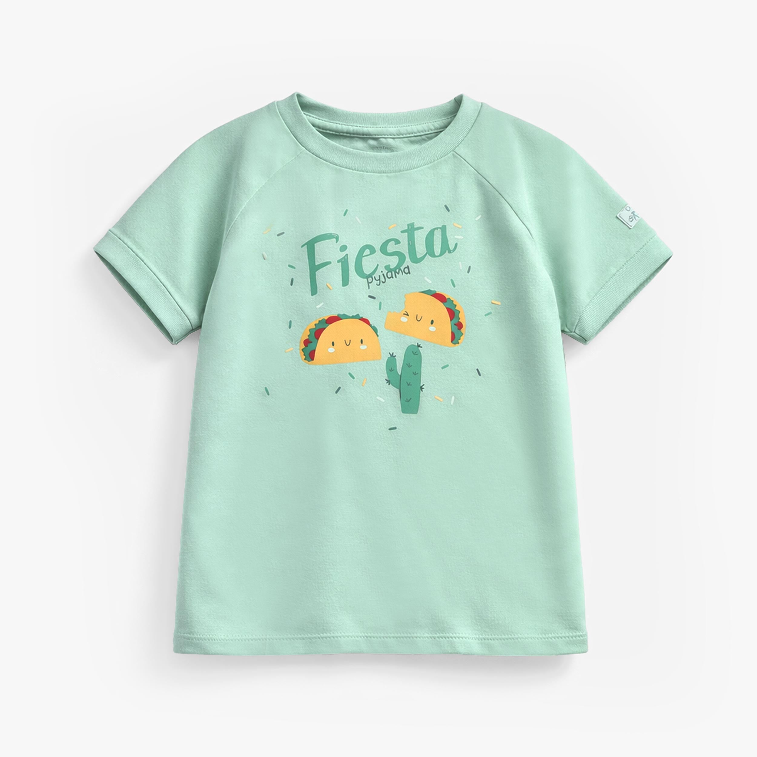 Haut du pyjama deux pièces vert à motifs fiesta, enfant