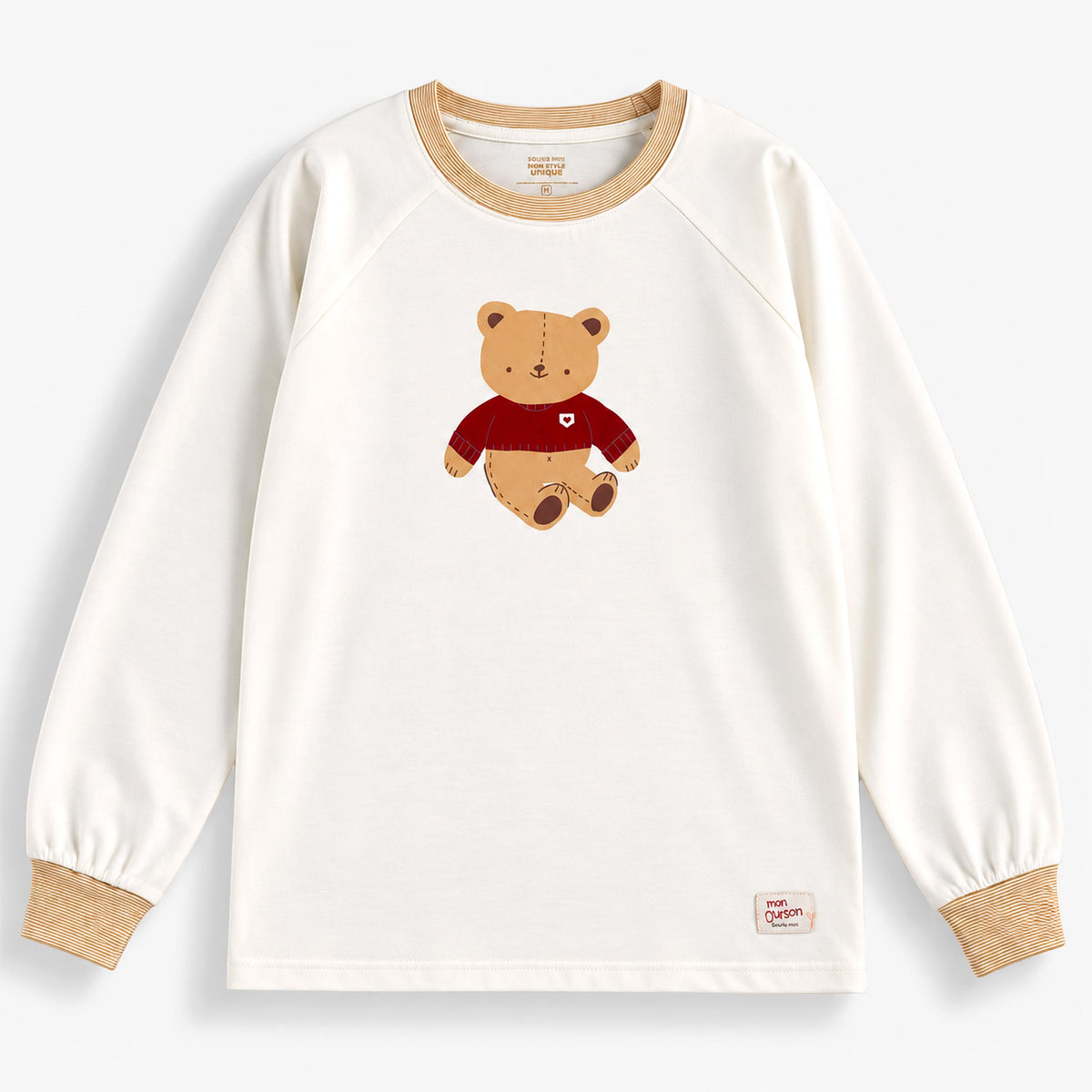 Haut de pyjama crème à illustration d’ourson, adulte - Souris Mini