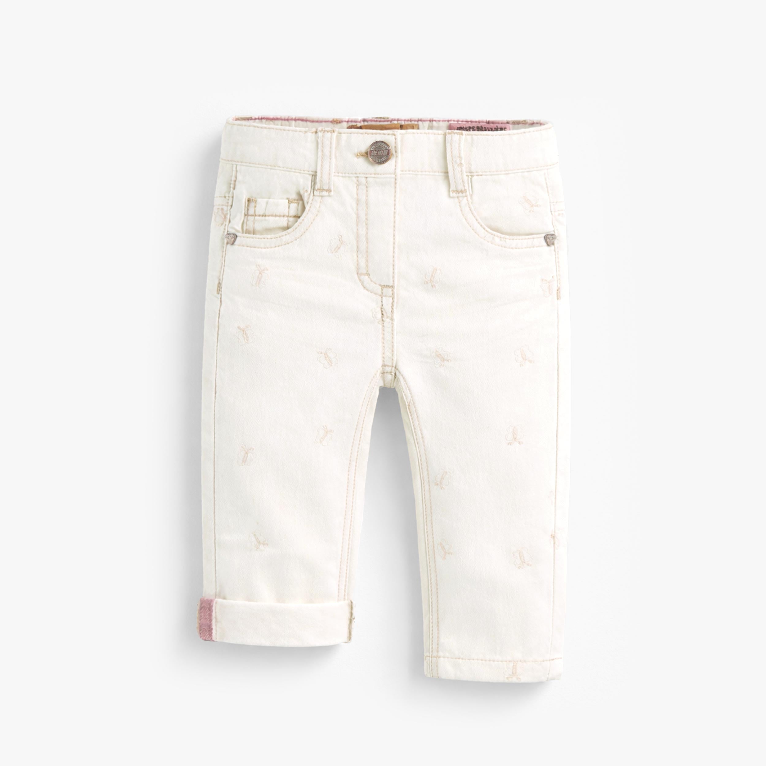 Jean crème avec broderies de papillons, bébé - Souris Mini