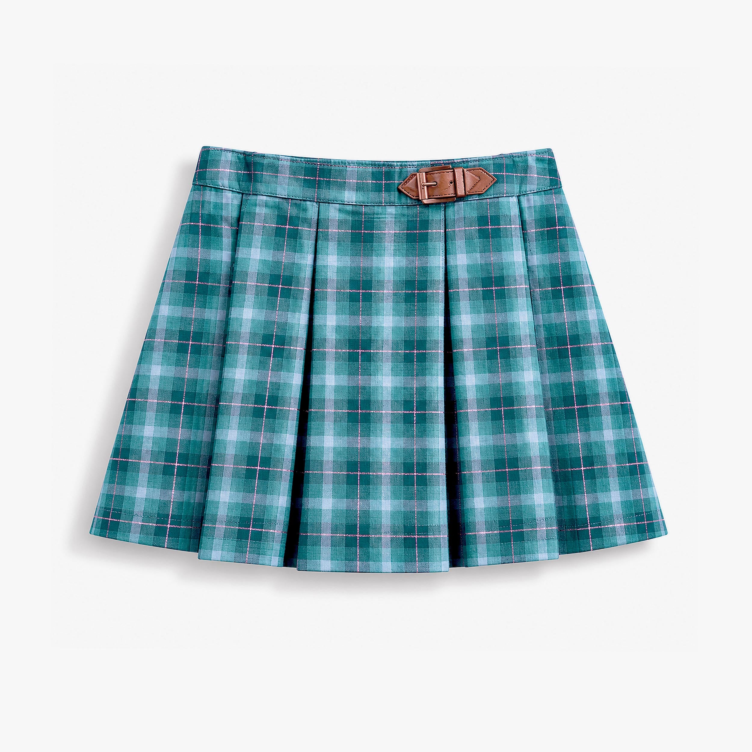 Jupe-short turquoise à carreaux en flanelle, enfant - Souris Mini