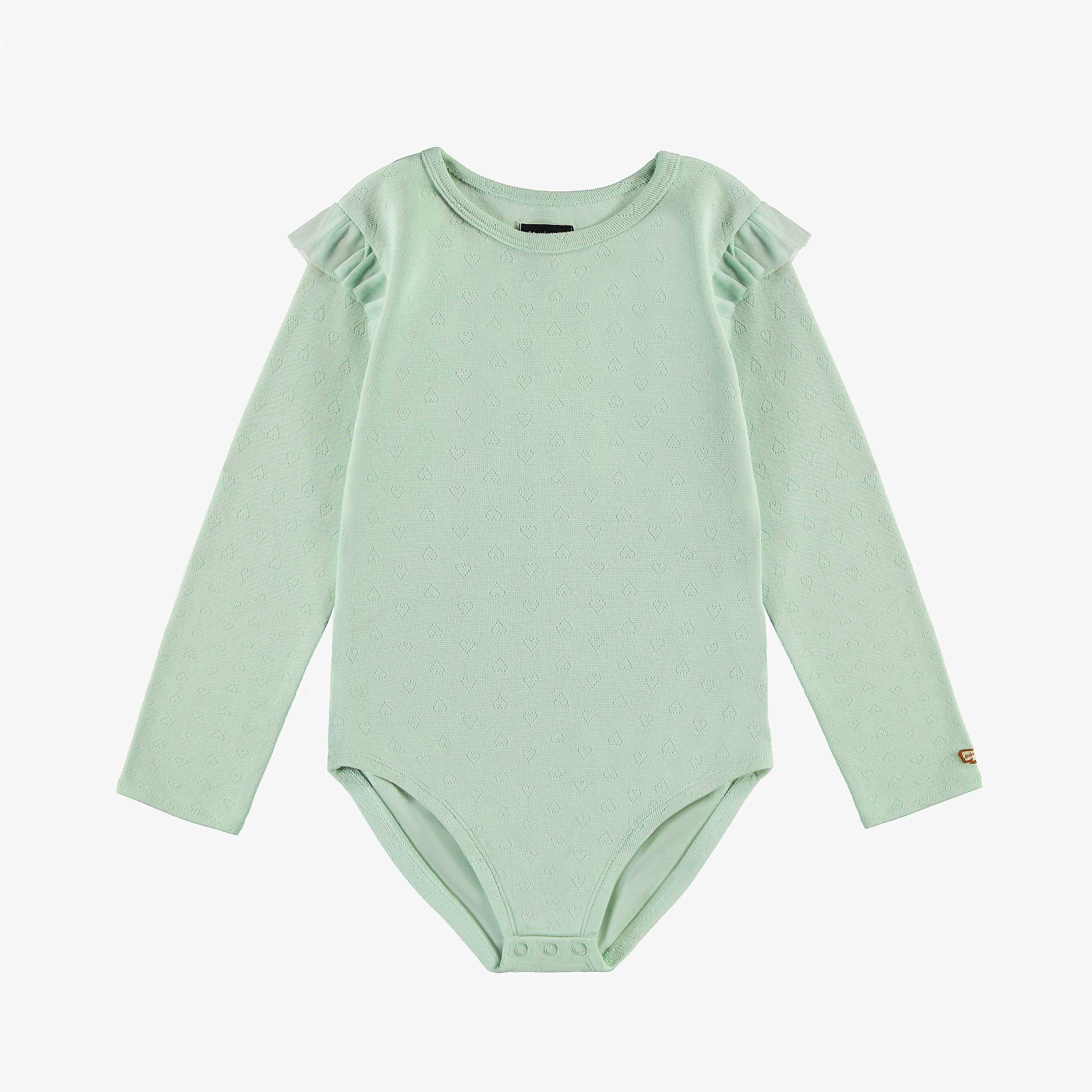 Justaucorps vert sauge avec motifs pointelle, enfant - Souris Mini