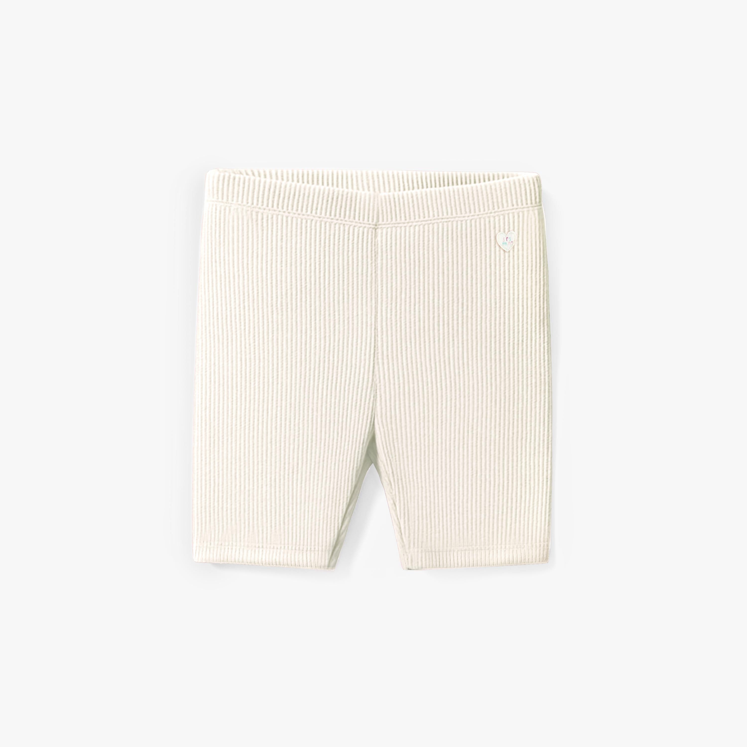 Legging court blanc en tricot côtelé, enfant - Souris mini