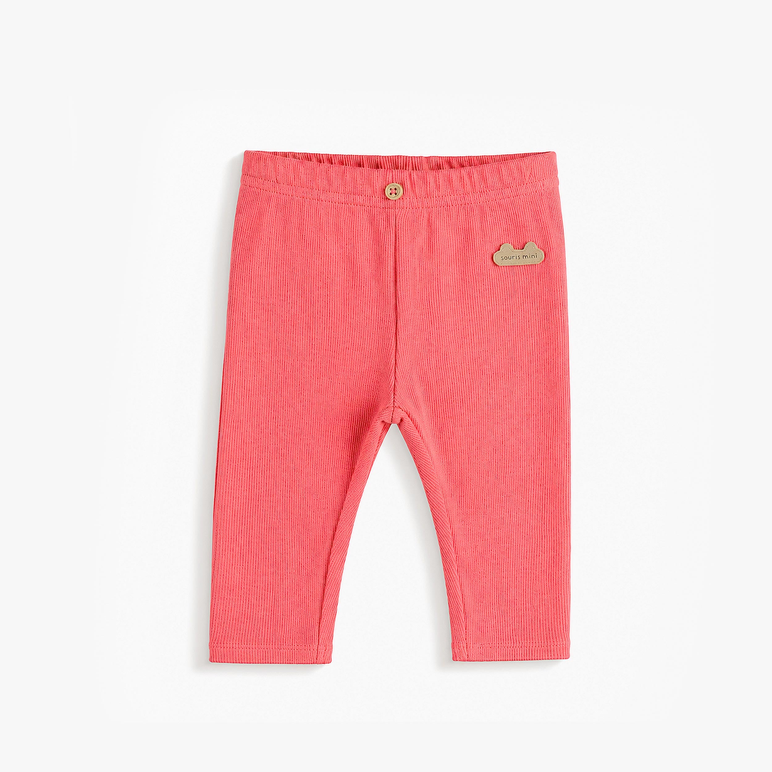 Legging côtelé rose corail, layette - Souris Mini