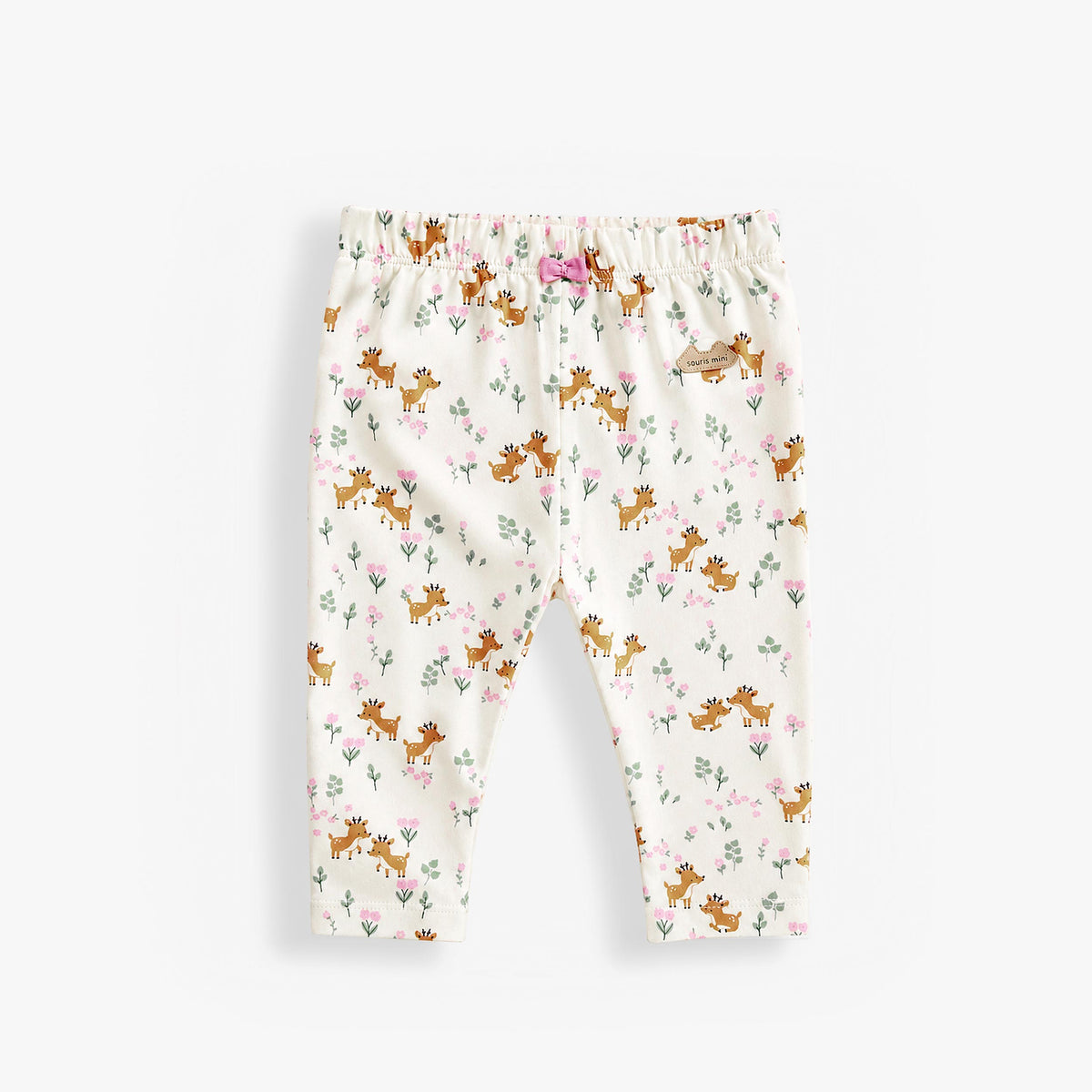 Legging crème à imprimé de faons et de fleurs, naissance - Souris Mini