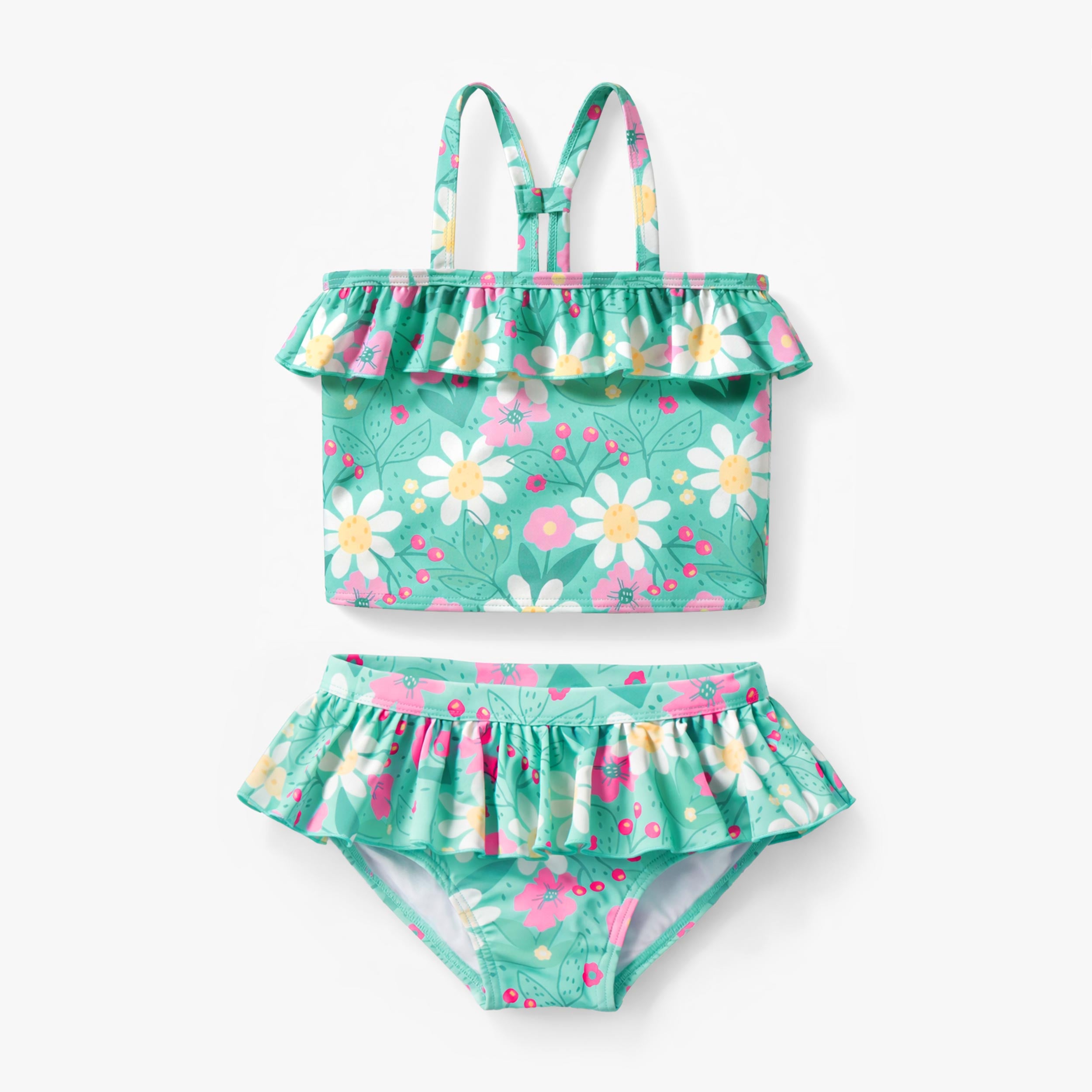 Maillot de bain deux pièces turquoise à motif floral, enfant - Souris Mini