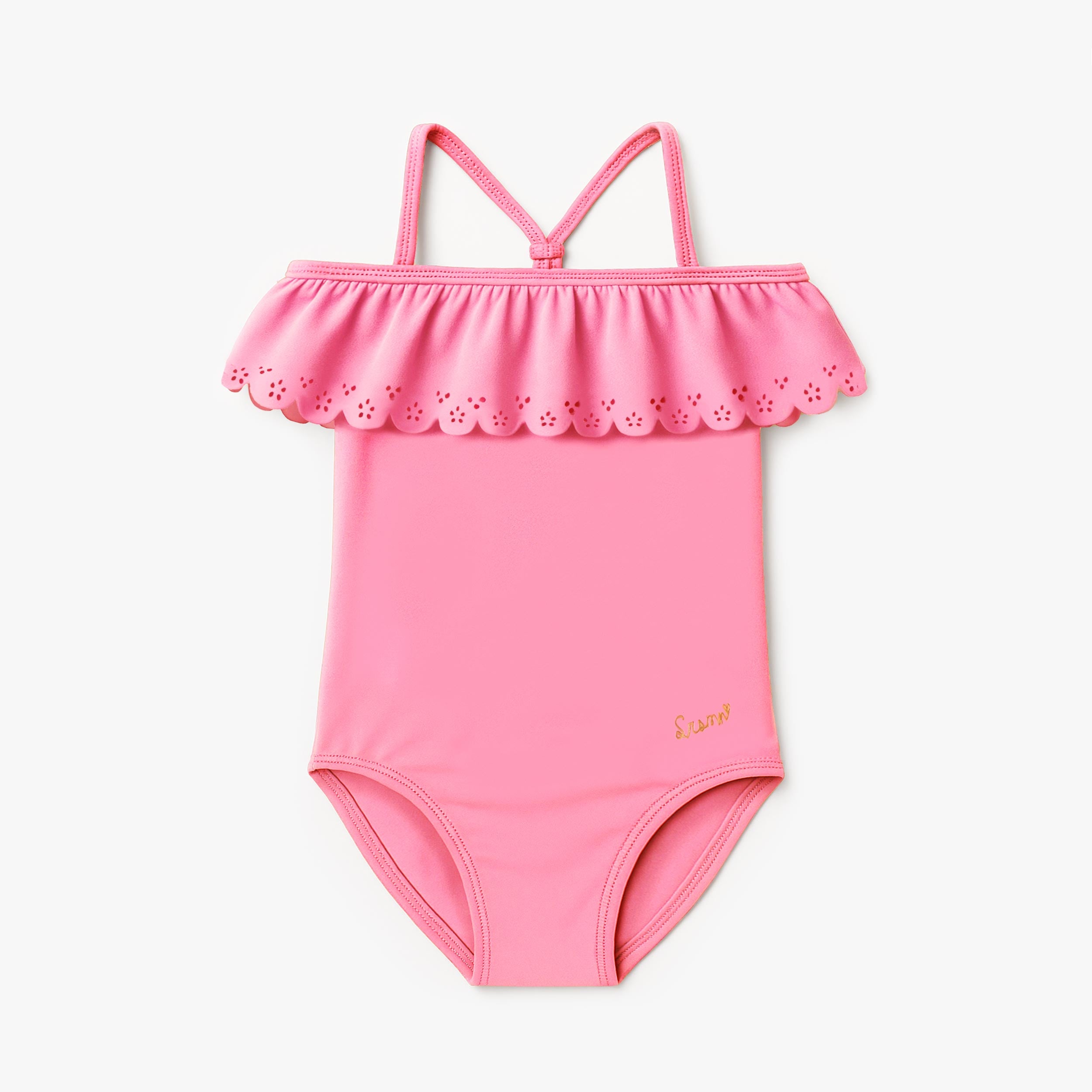 Maillot de bain une pièce rose avec volant, enfant - Souris Mini