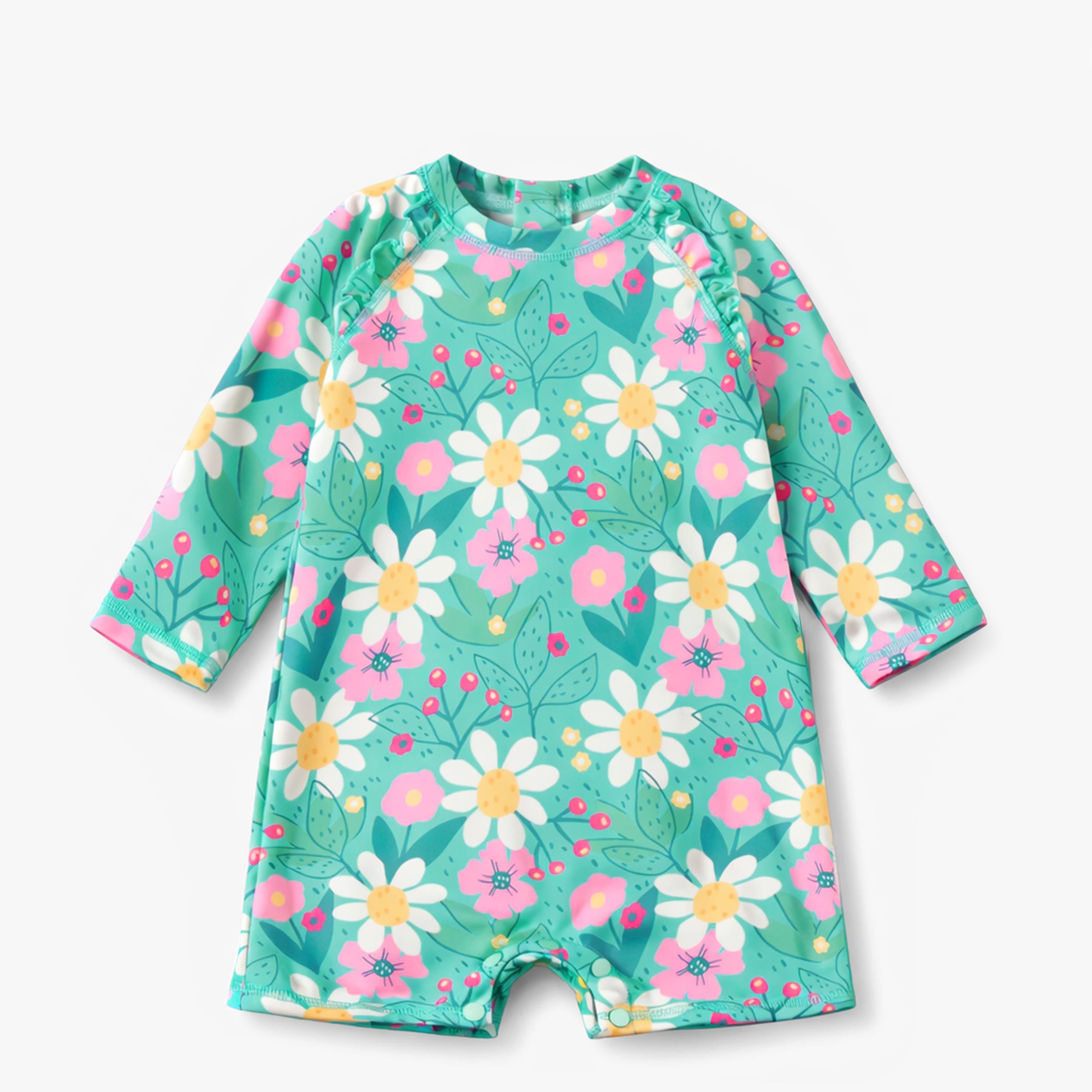 Maillot de bain une pièce turquoise à motif floral, bébé - Souris Mini