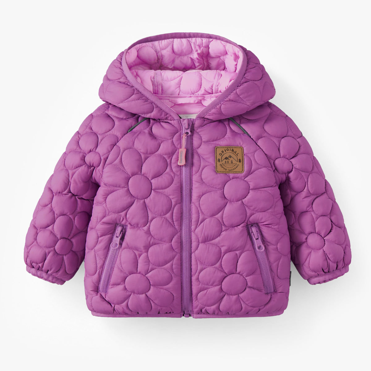 VERTBAUDET Manteau Matelassé Fantaisie Bébé - Doublure Fourrure Et Motif Fleurs Original