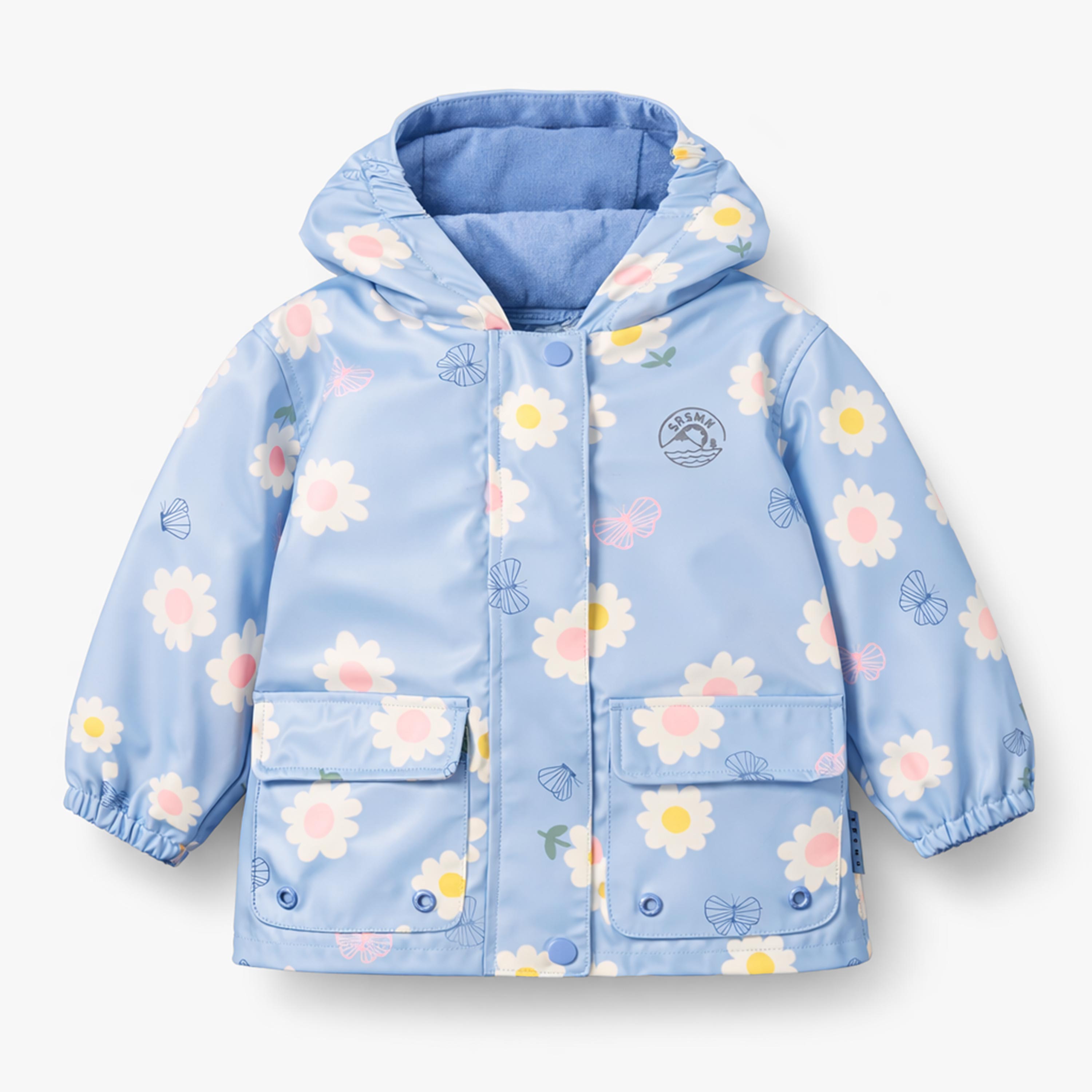 Manteau imperméable bleu pâle avec fleurs et papillons, bébé - Souris Mini