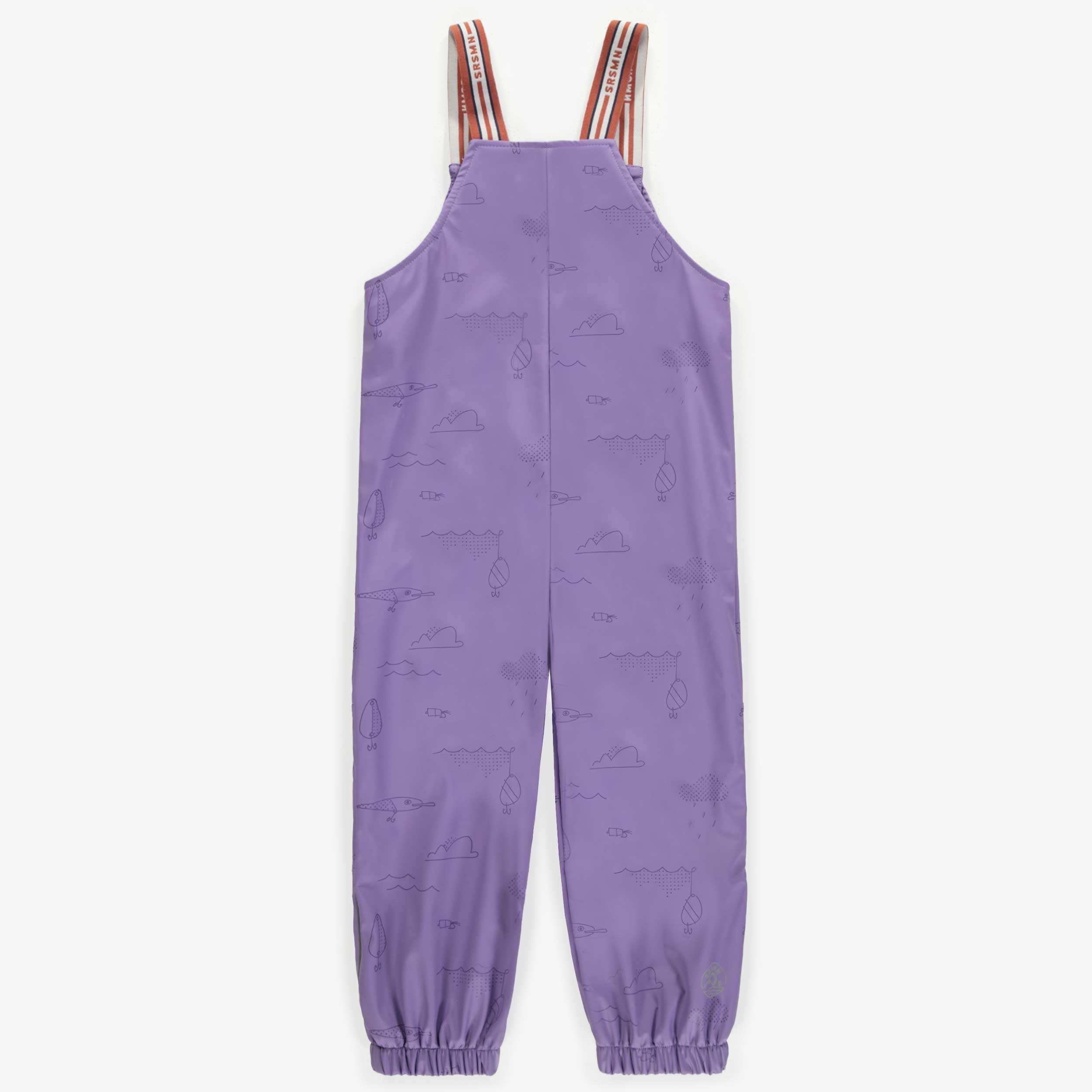 Purple polyurethane rain overalls, child