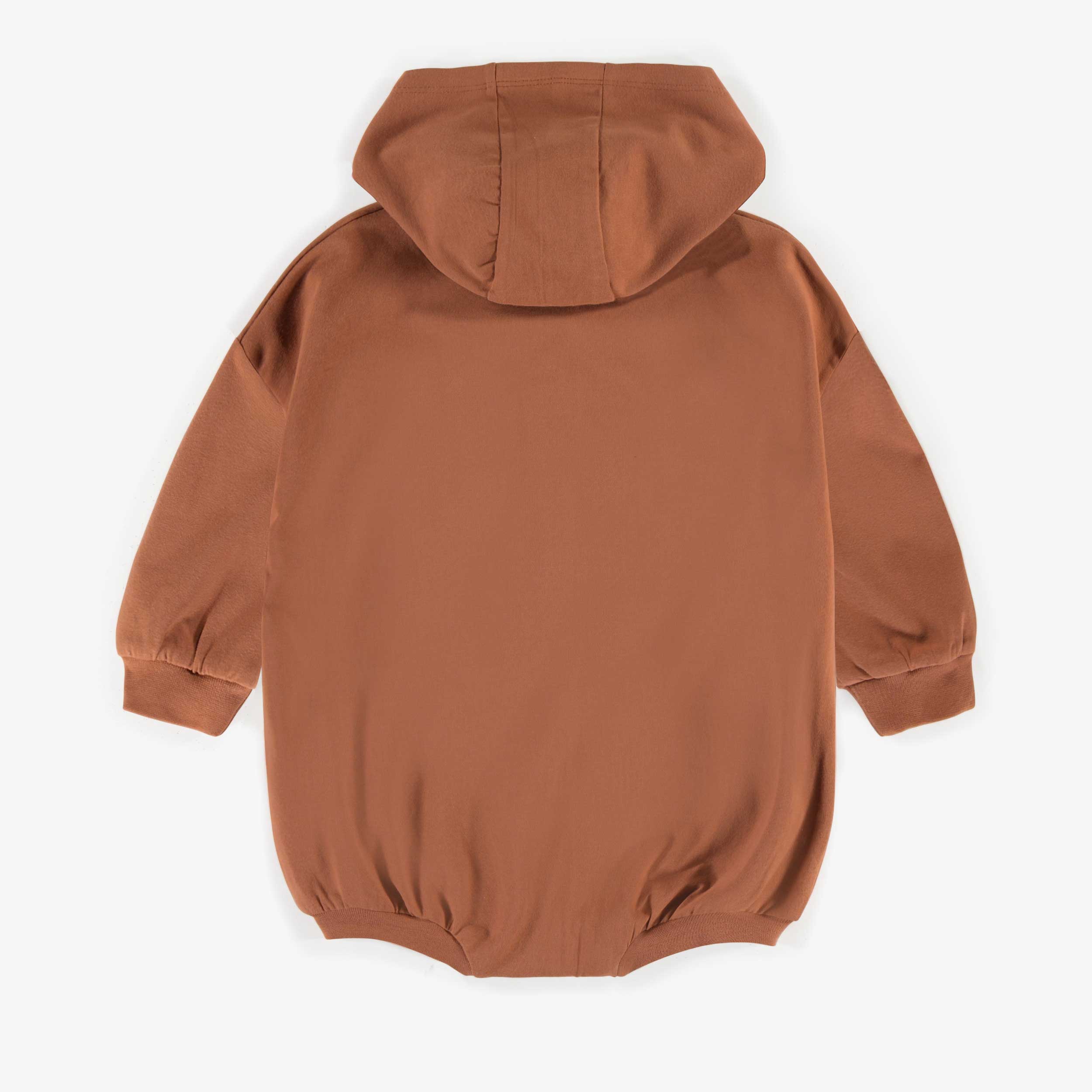 Dos du une-pièce rouille en doux coton biologique, naissance