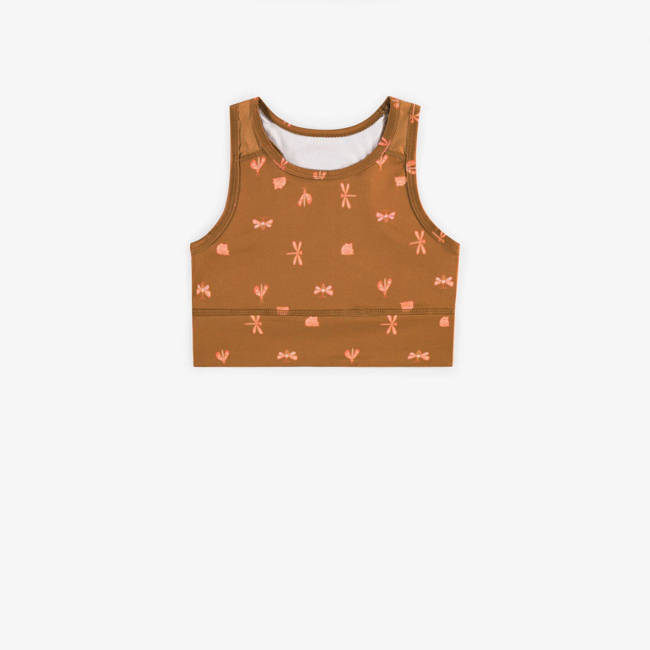 Camisole courte brune à motifs en polyester, enfant