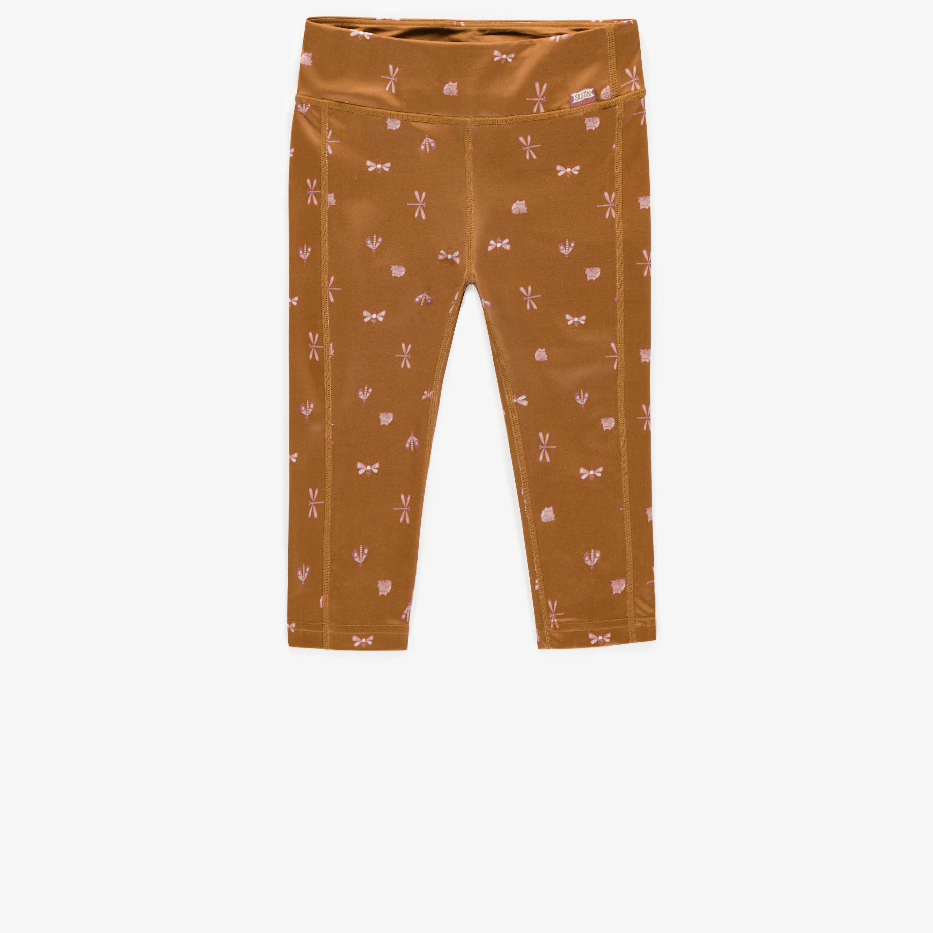 Legging ¾ brun à motifs en polyester, enfant