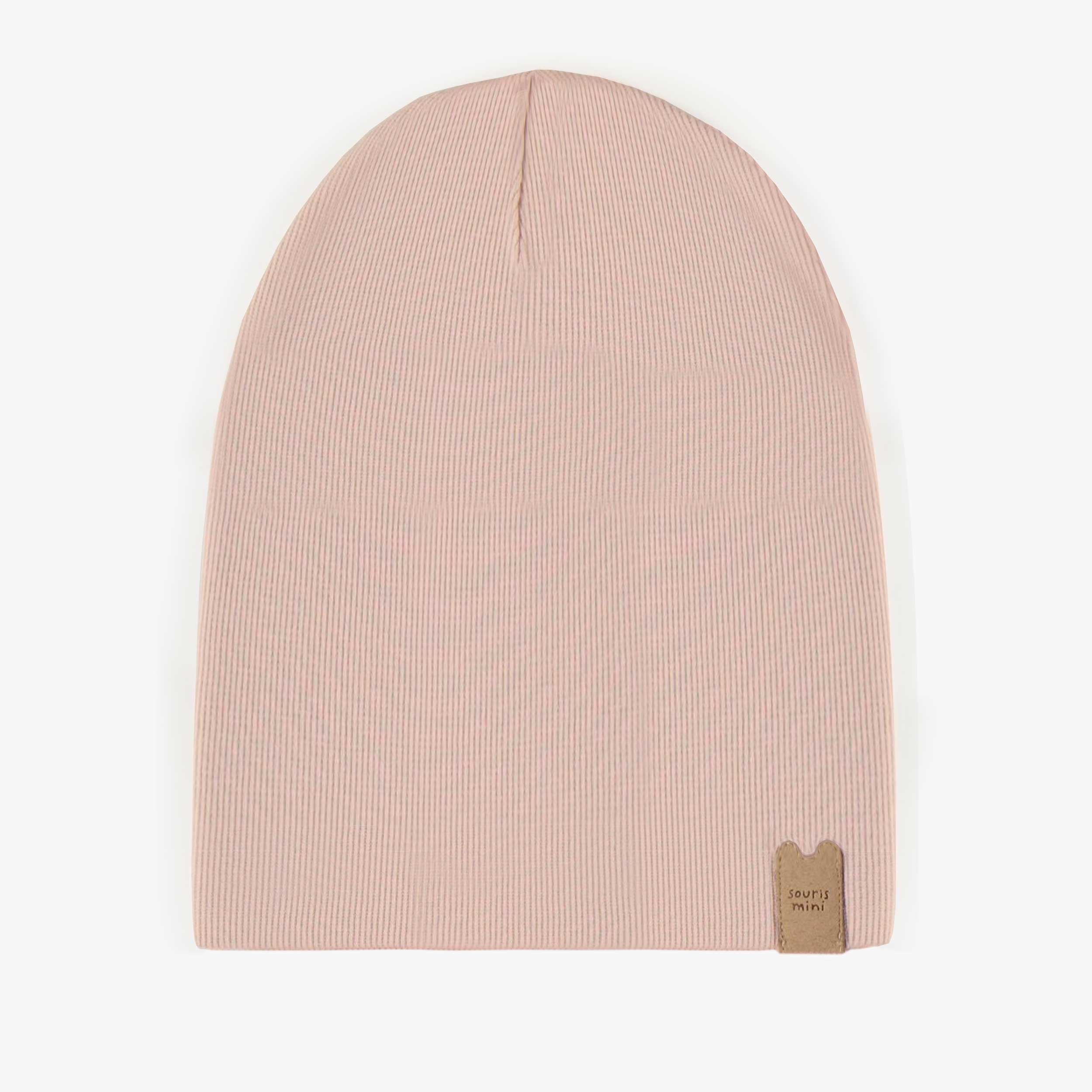 Chapeau rose d’extérieur en tricot côtelé, enfant