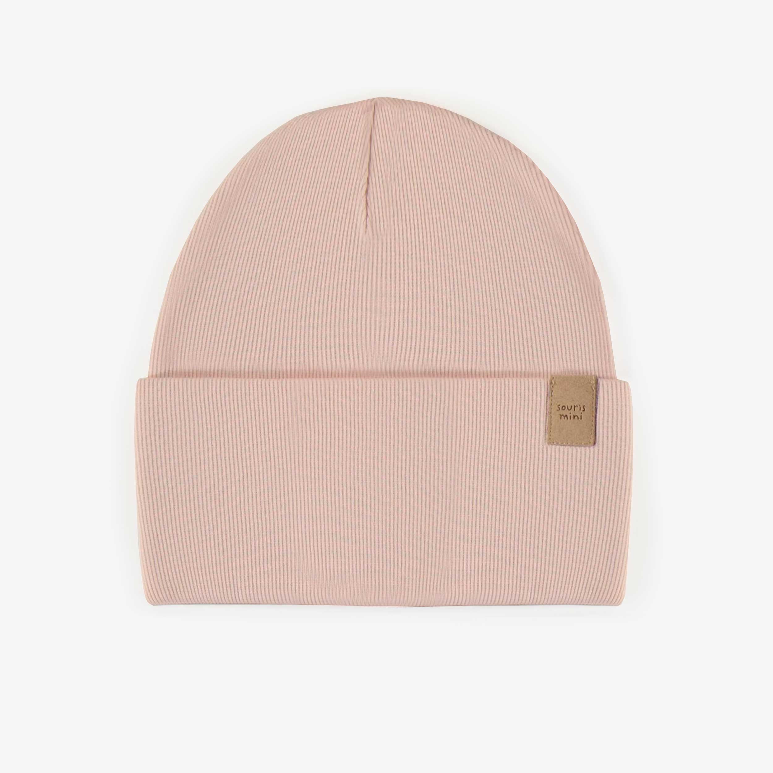 Chapeau rose d’extérieur en tricot côtelé, enfant