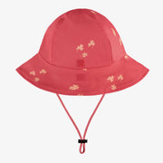 Chapeau de pluie rose à motif en polyuréthane, enfant || Pink rain hat with a print in polyurethane, child