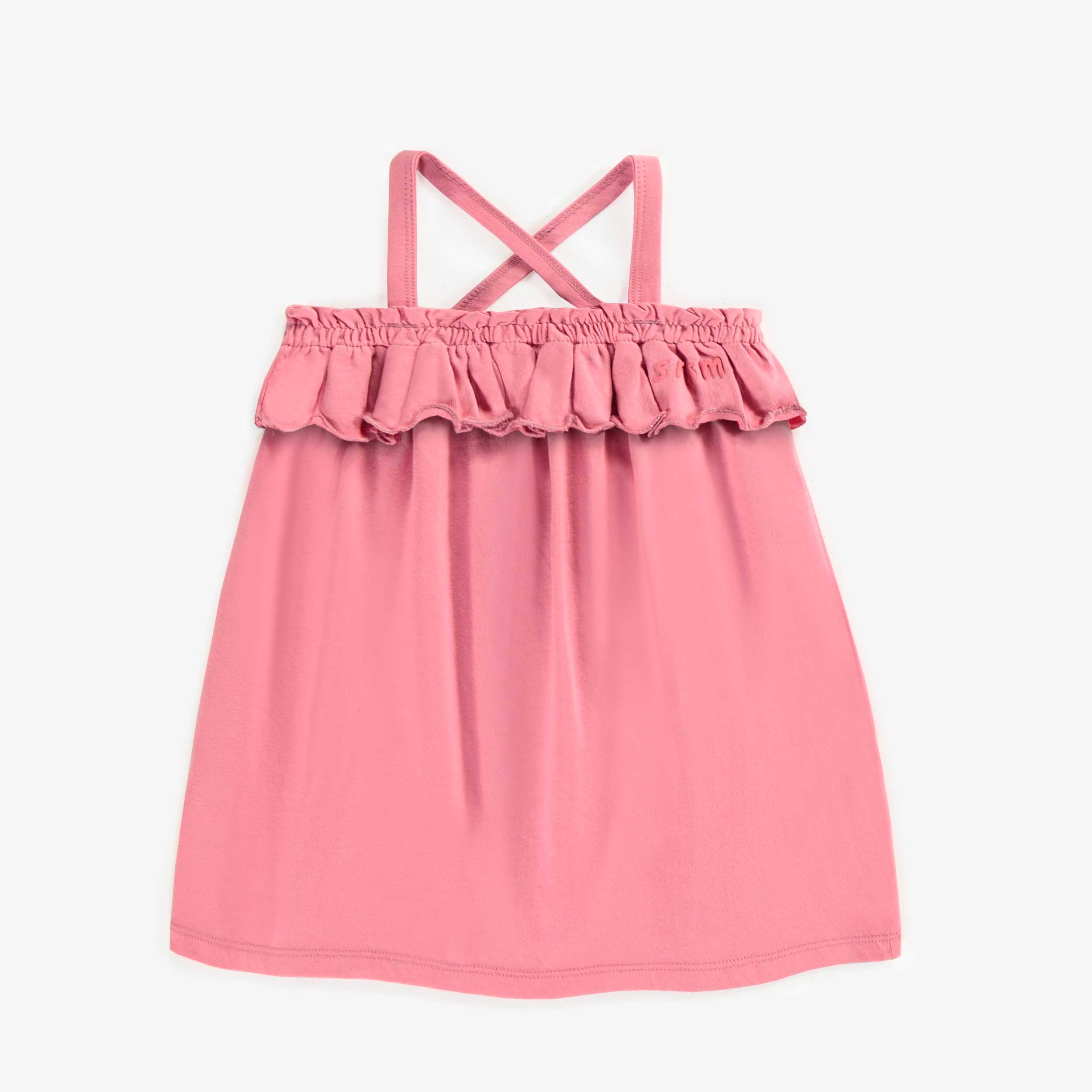 Robe rose à bretelles minces en coton, bébé