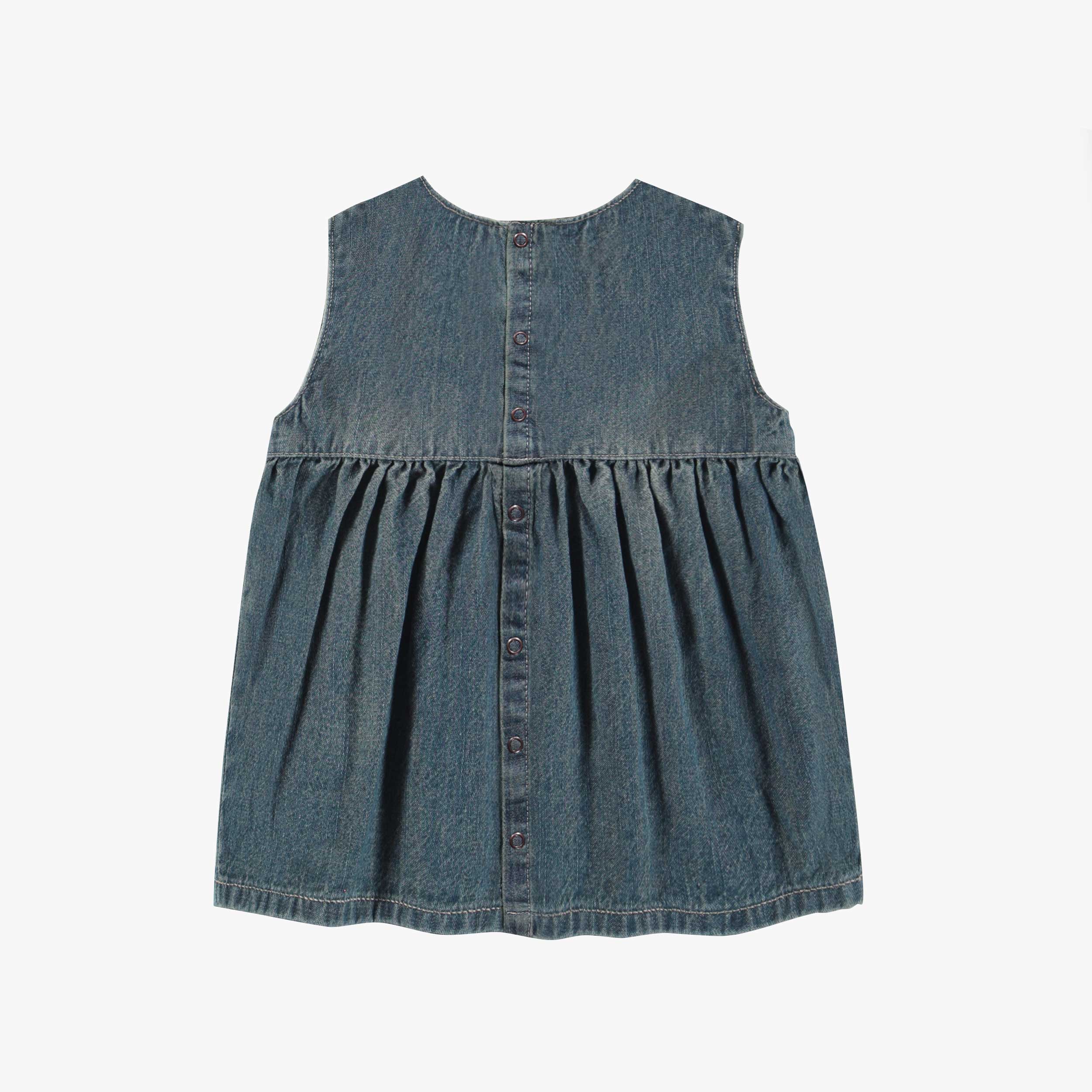Robe à bretelles larges en denim léger, naissance