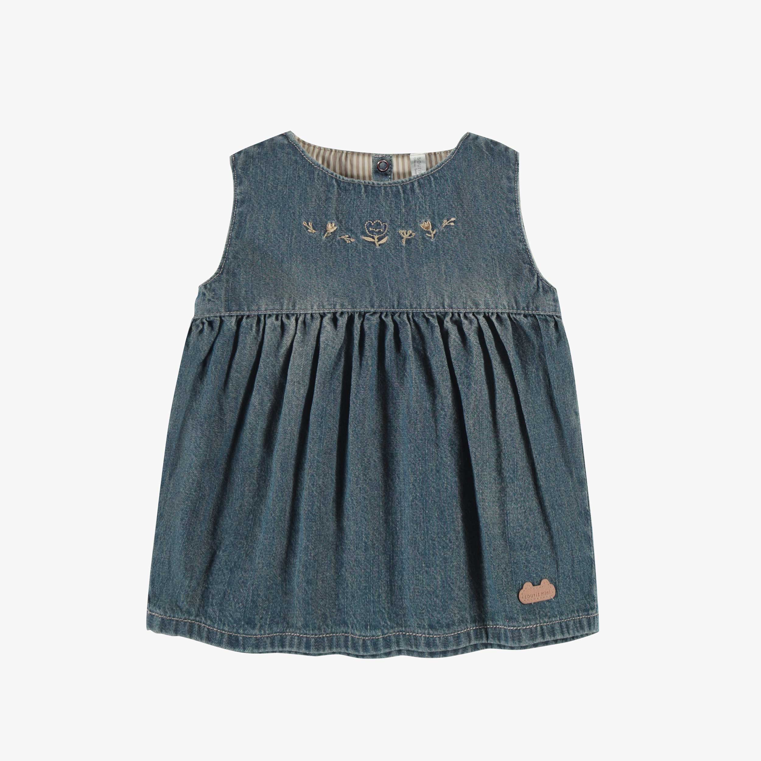 Robe à bretelles larges en denim léger, naissance