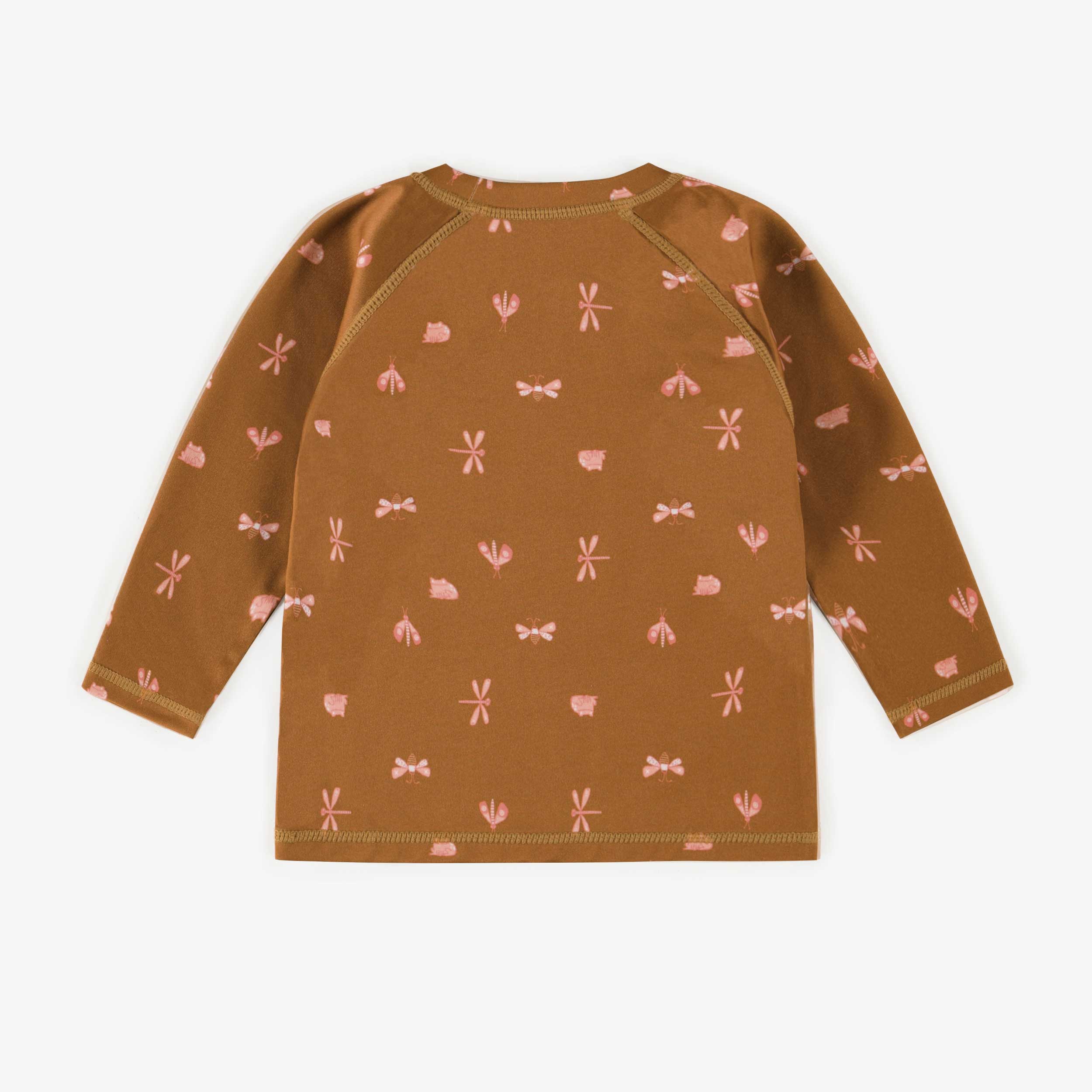 Dos du t-shirt brun avec motifs à manches longues en jersey, bébé