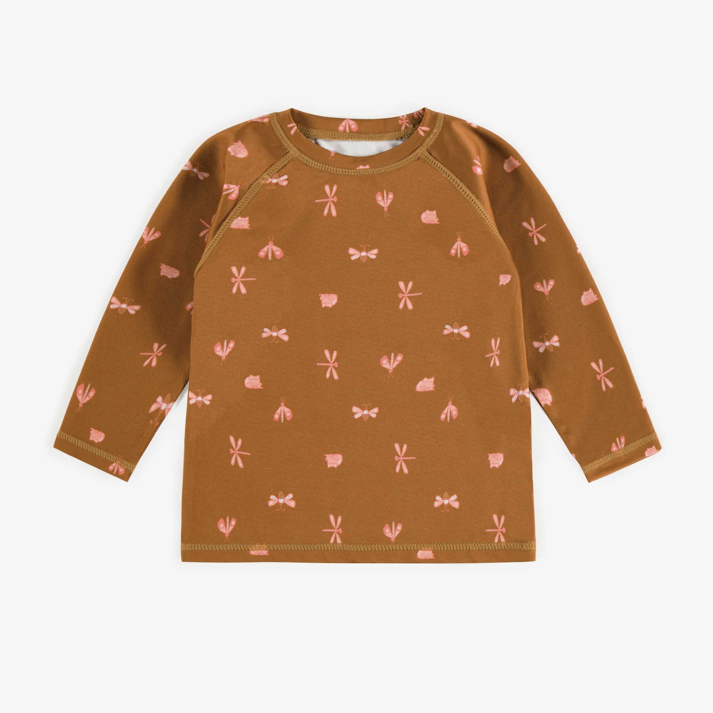 T-shirt brun avec motifs à manches longues en jersey, bébé