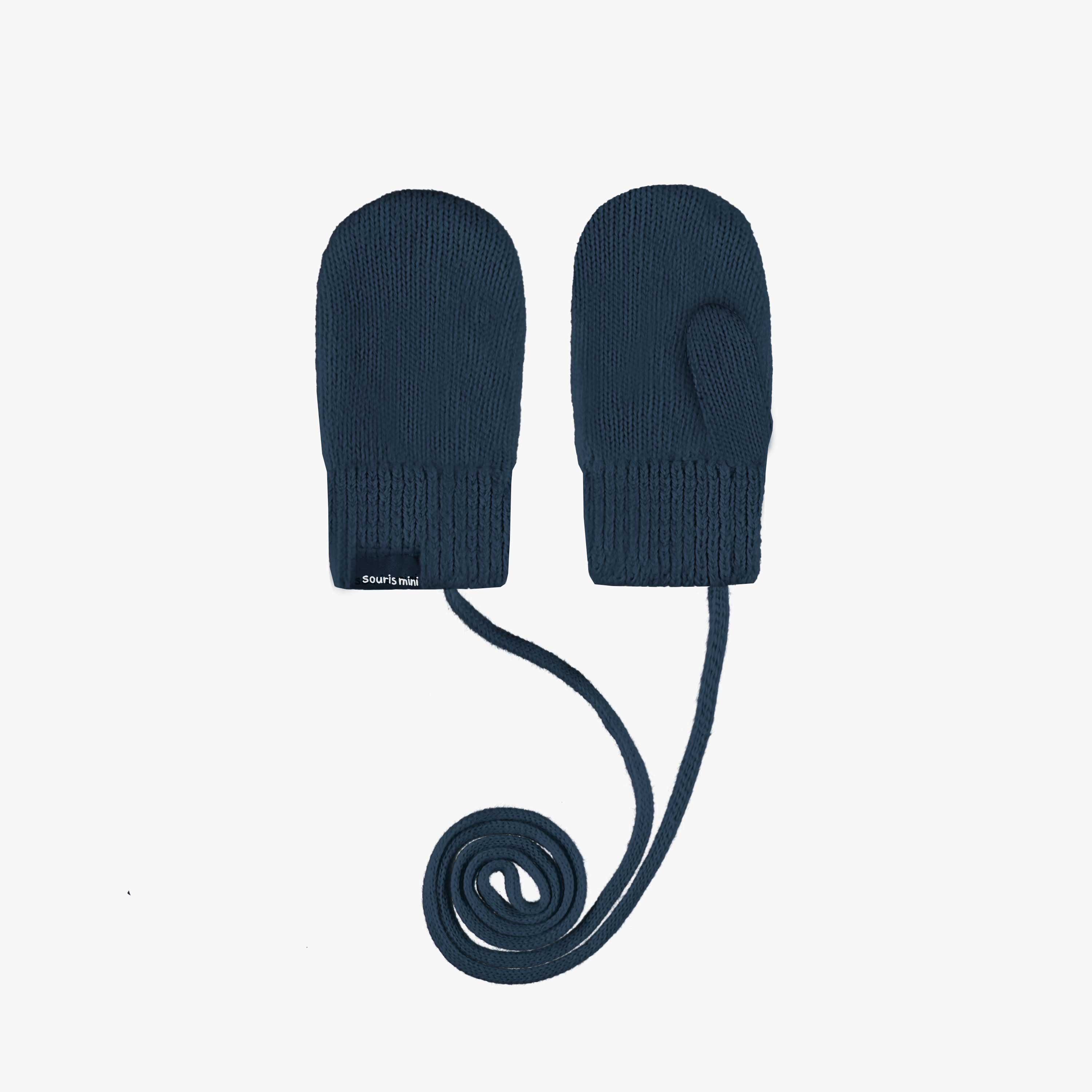 Mitaines bleu marine en tricot, bébé - Souris Mini