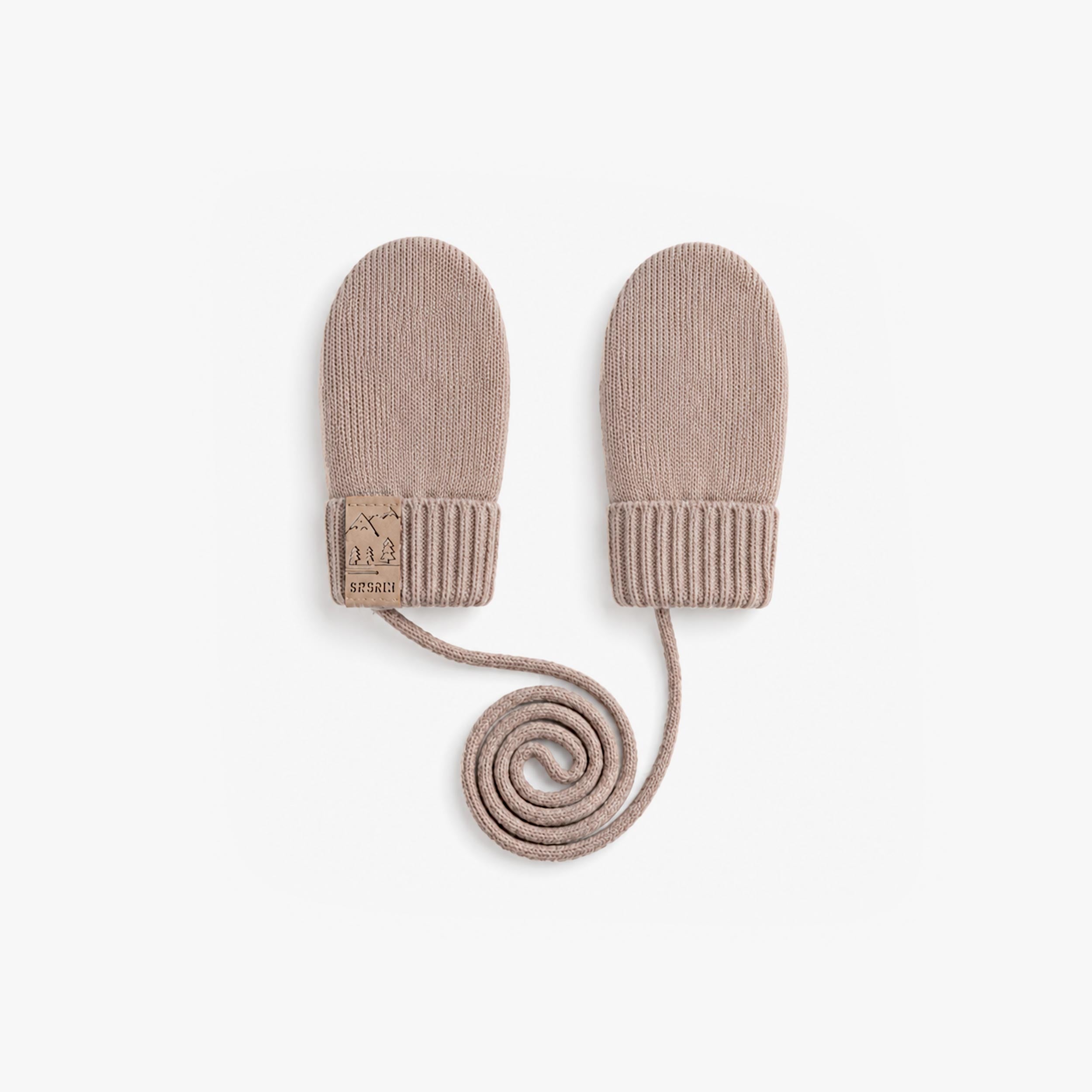 Mitaines beiges en tricot pour bébé Souris Mini