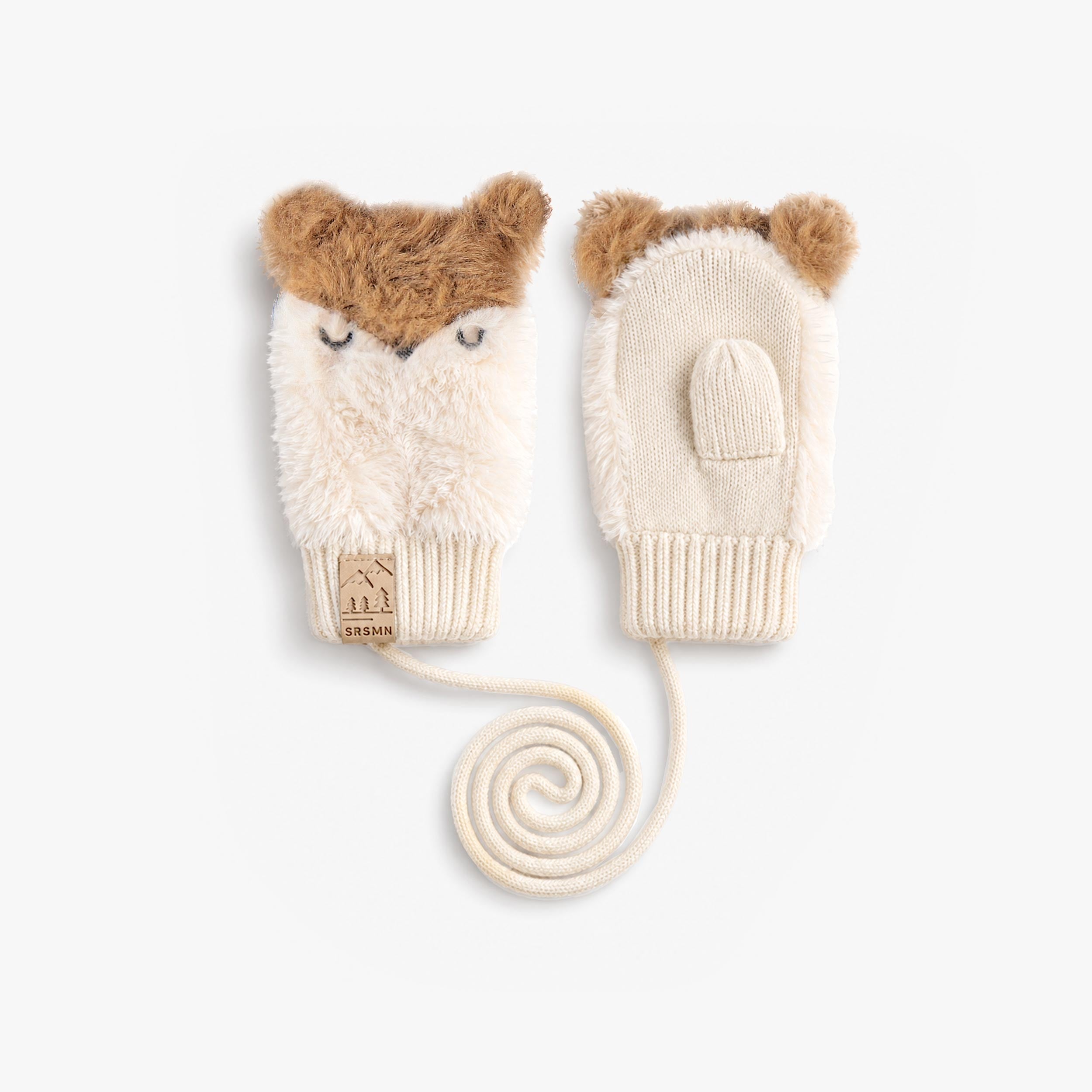 Mitaines crème avec visage d'ourson, bébé - Souris Mini