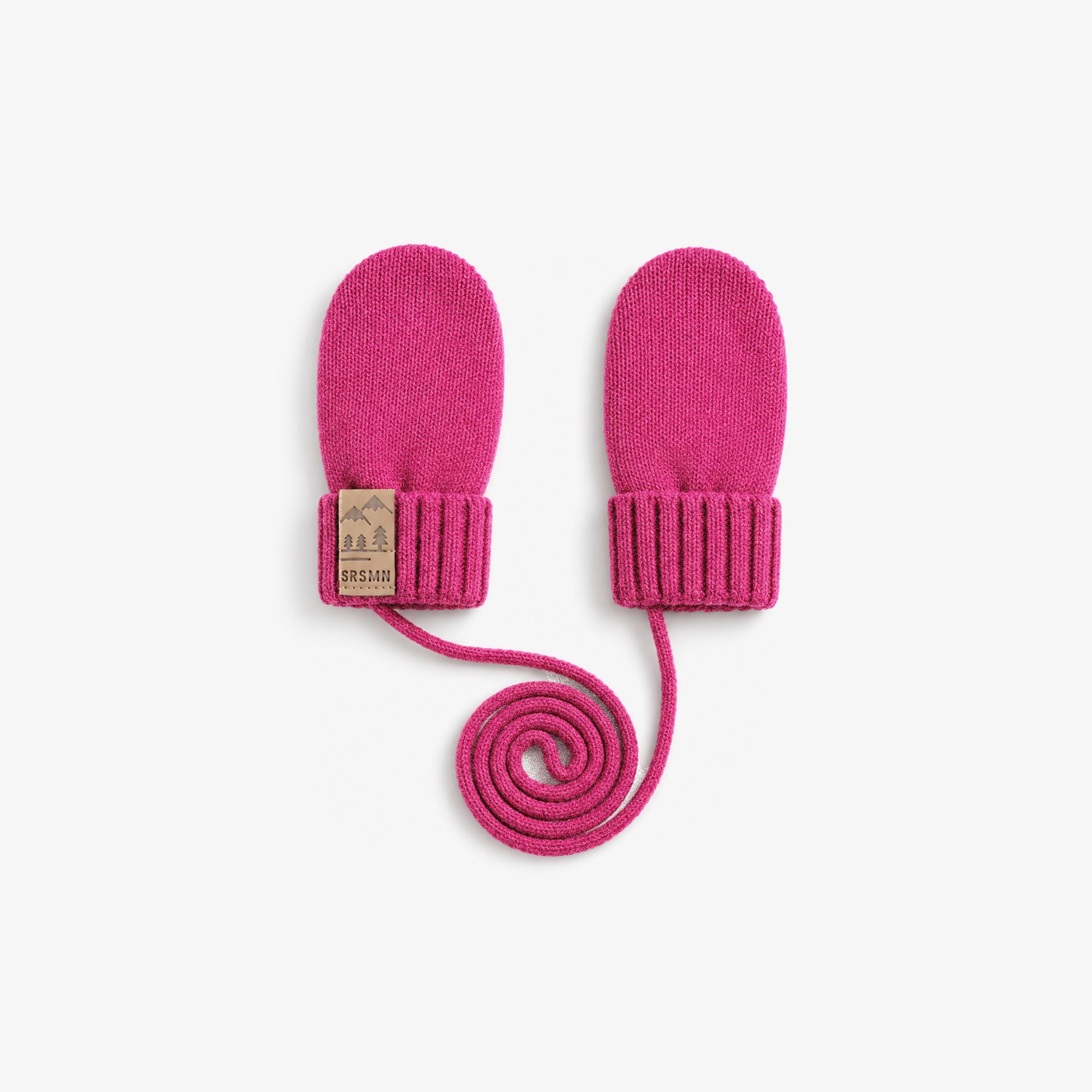 Mitaines roses en tricot avec cordon, bébé - Souris Mini