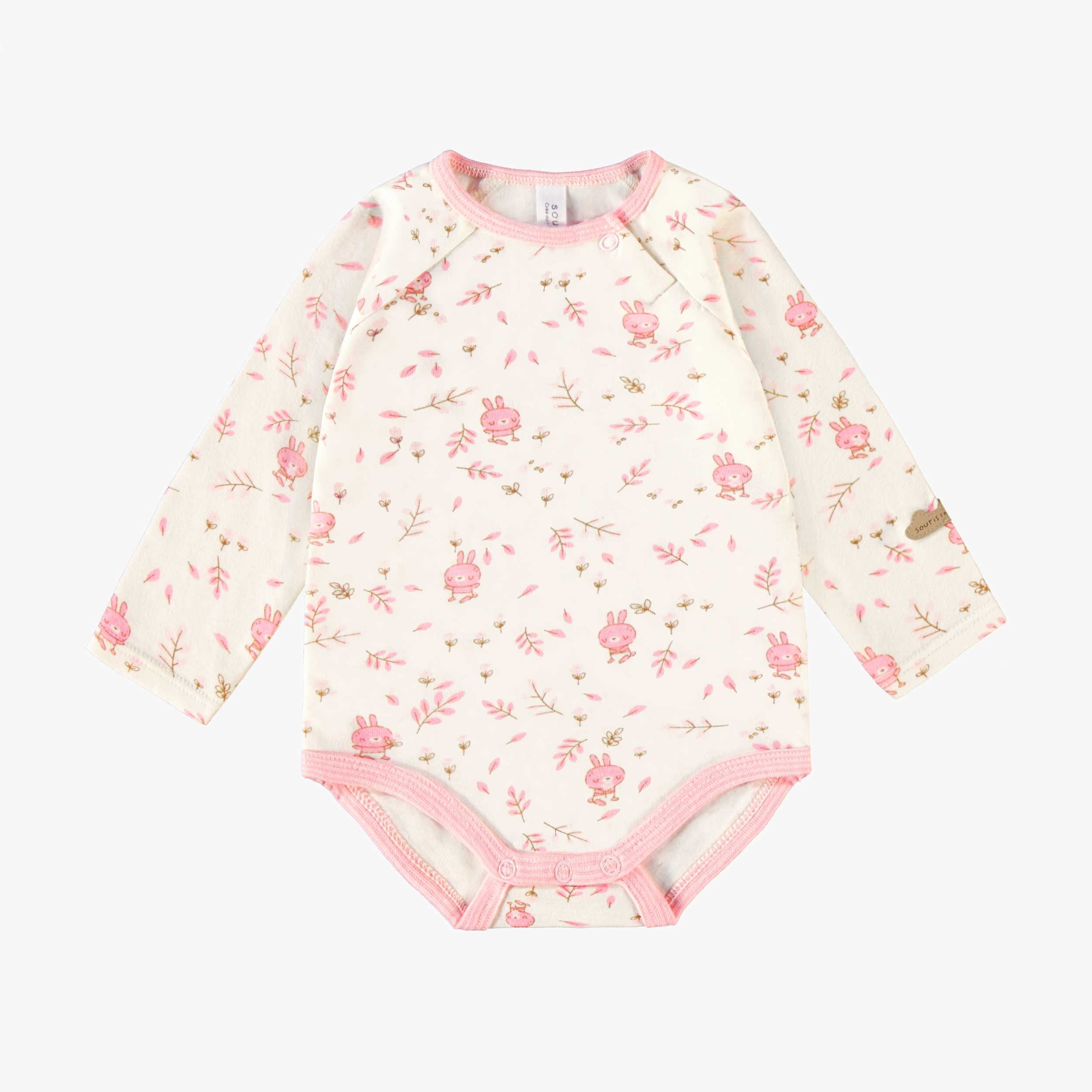 Set of two pink and cream bodysuits, newborn
