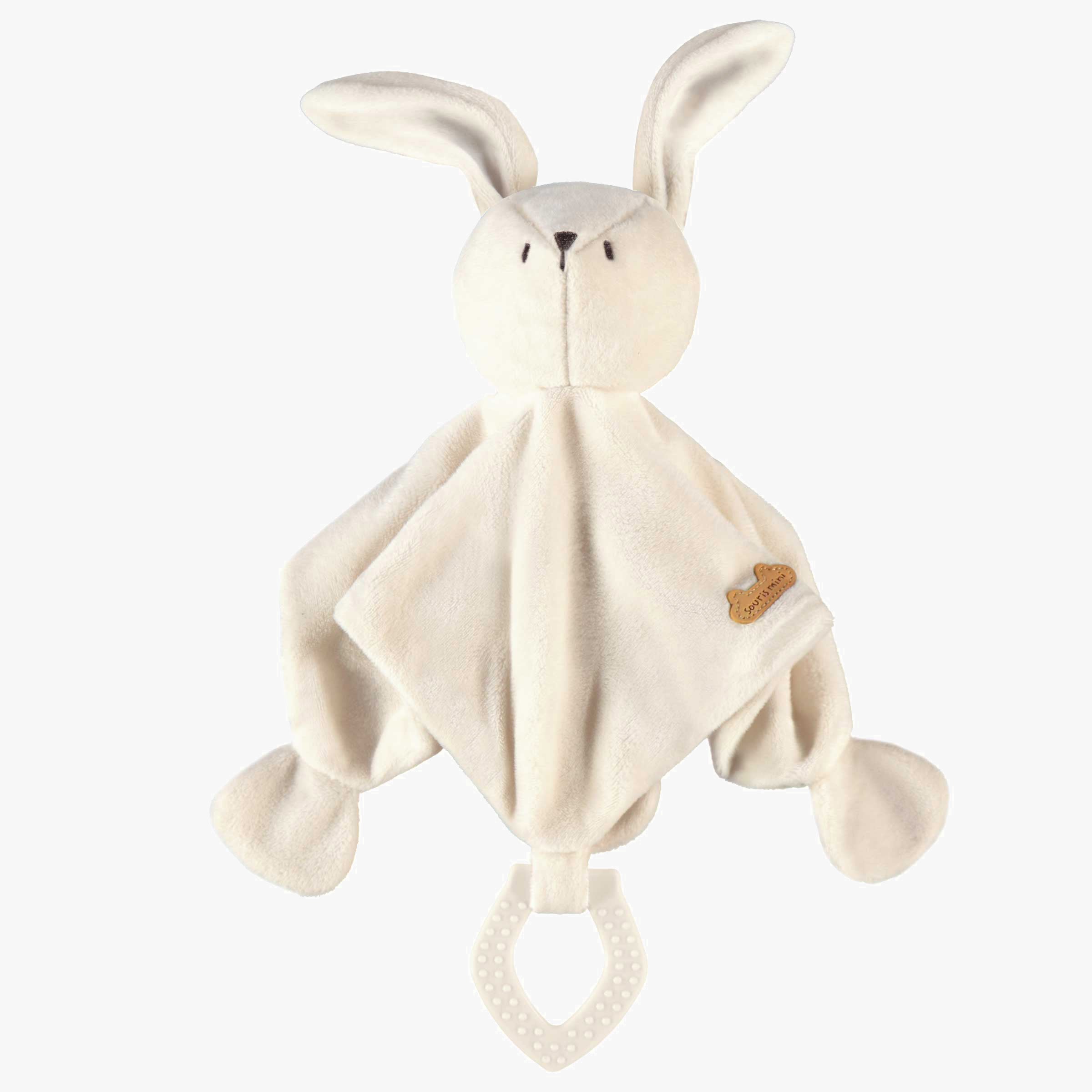 Doudou crème en forme de lapin, naissance