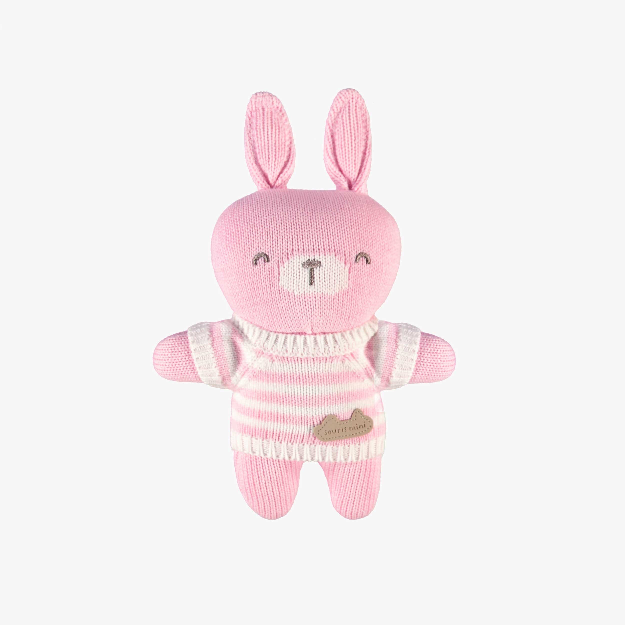 Peluche rose en tricot, naissance