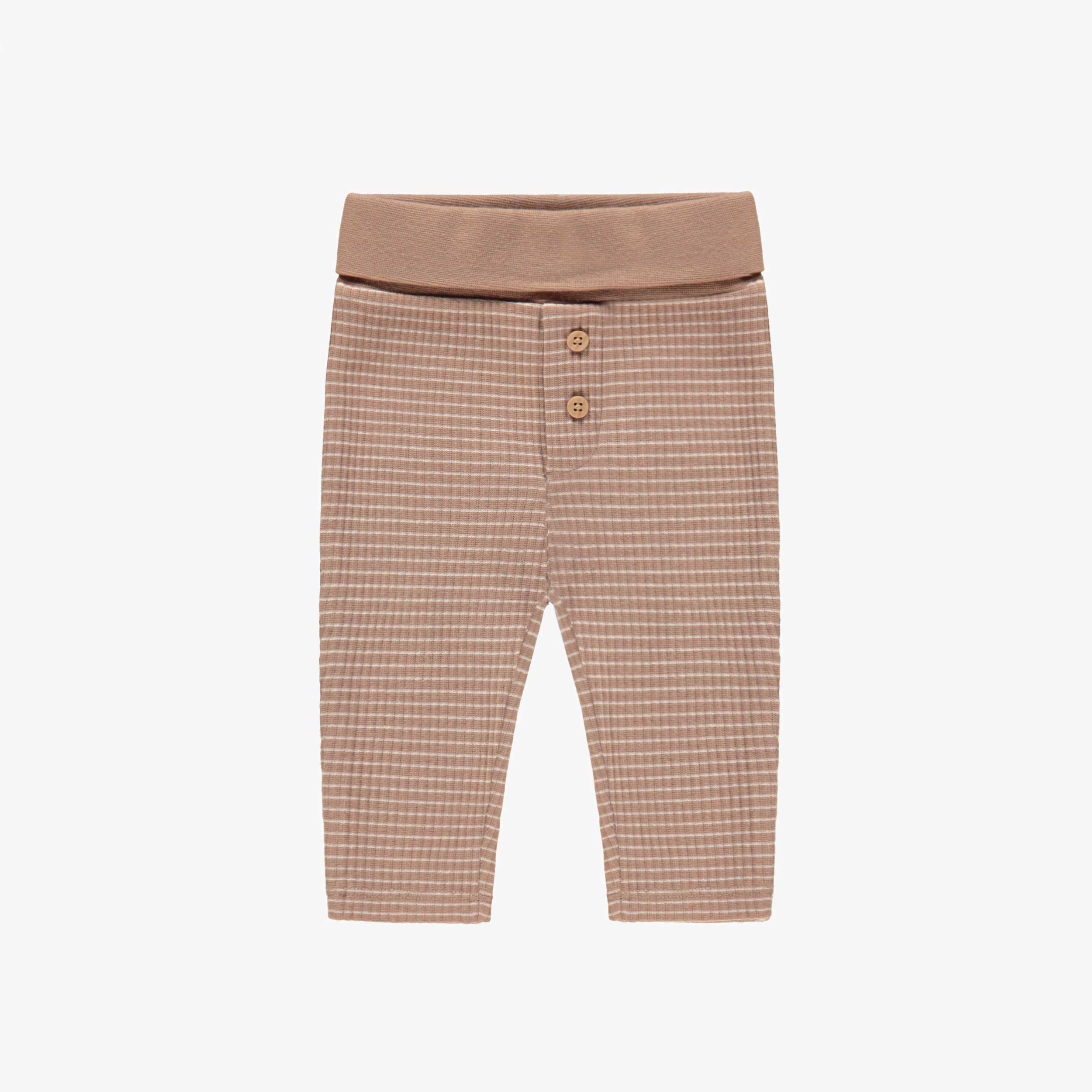 Pantalon de l’ensemble cache-couche, pantalon et bonnet beige, naissance