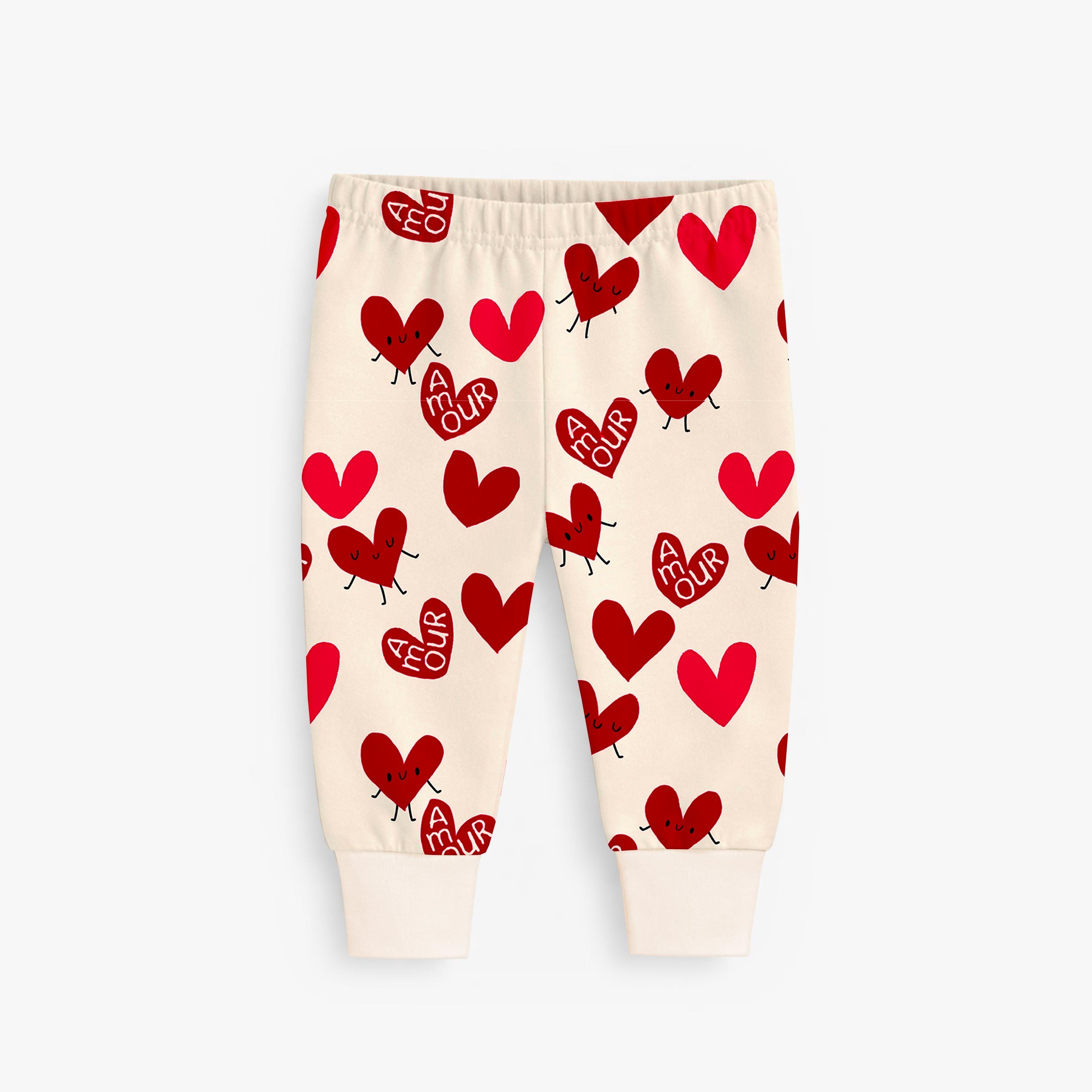Pantalon du pyjama deux pièces crème à motifs de cœurs, bébé - Souris Mini