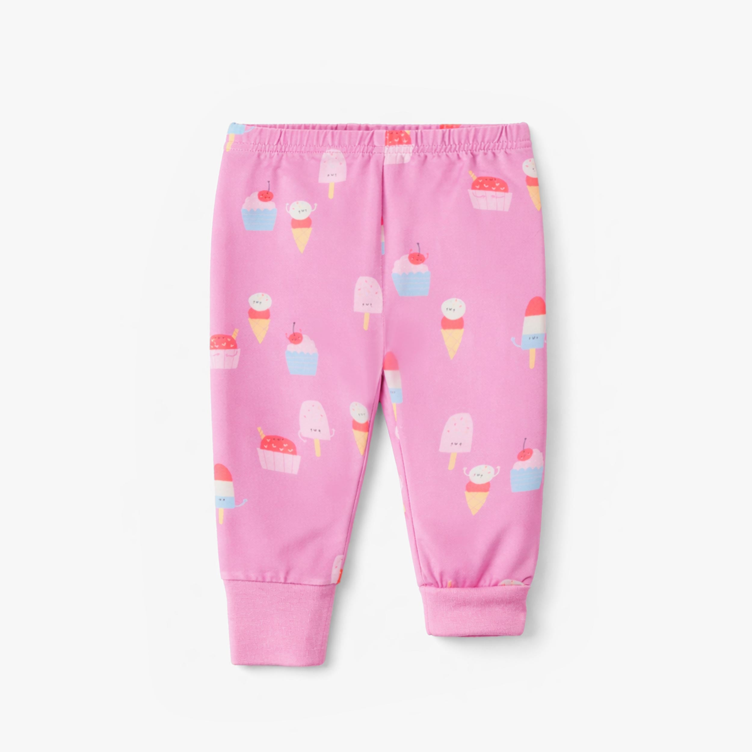 Pantalon du pyjama deux pièces mauve à motifs de friandises glacées, bébé