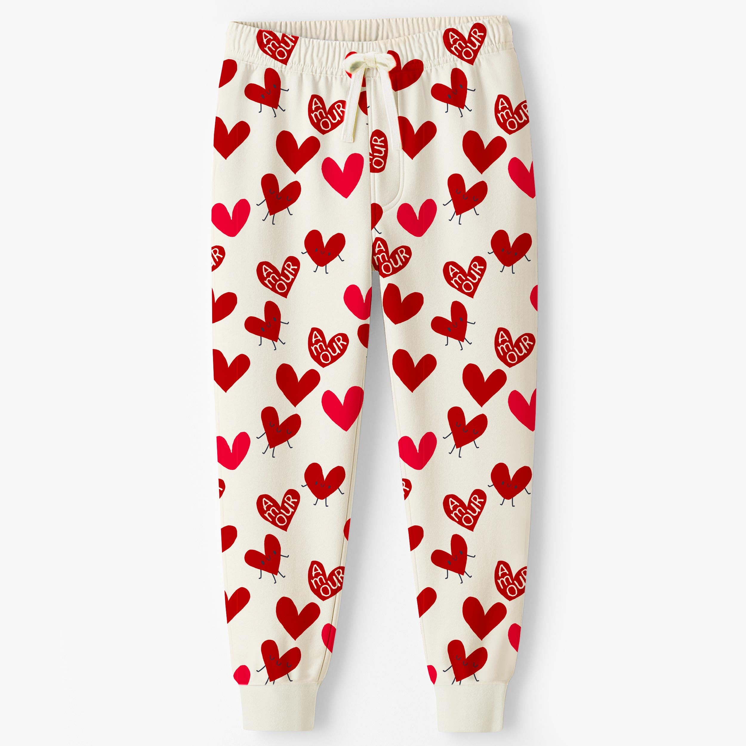 Pantalon de pyjama crème à motifs de cœurs, adulte - Souris Mini