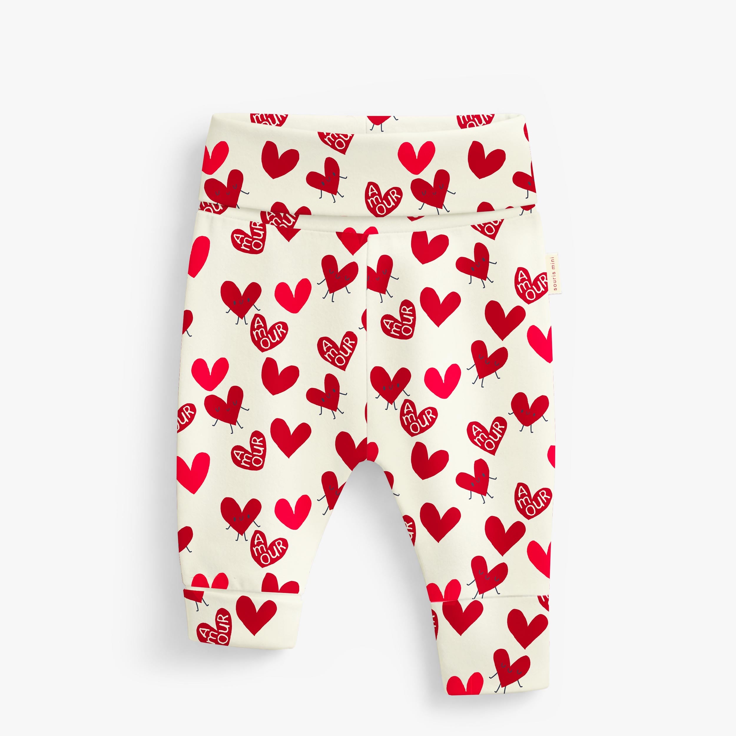 Pantalon évolutif crème à motifs de cœurs, bébé - Souris Mini