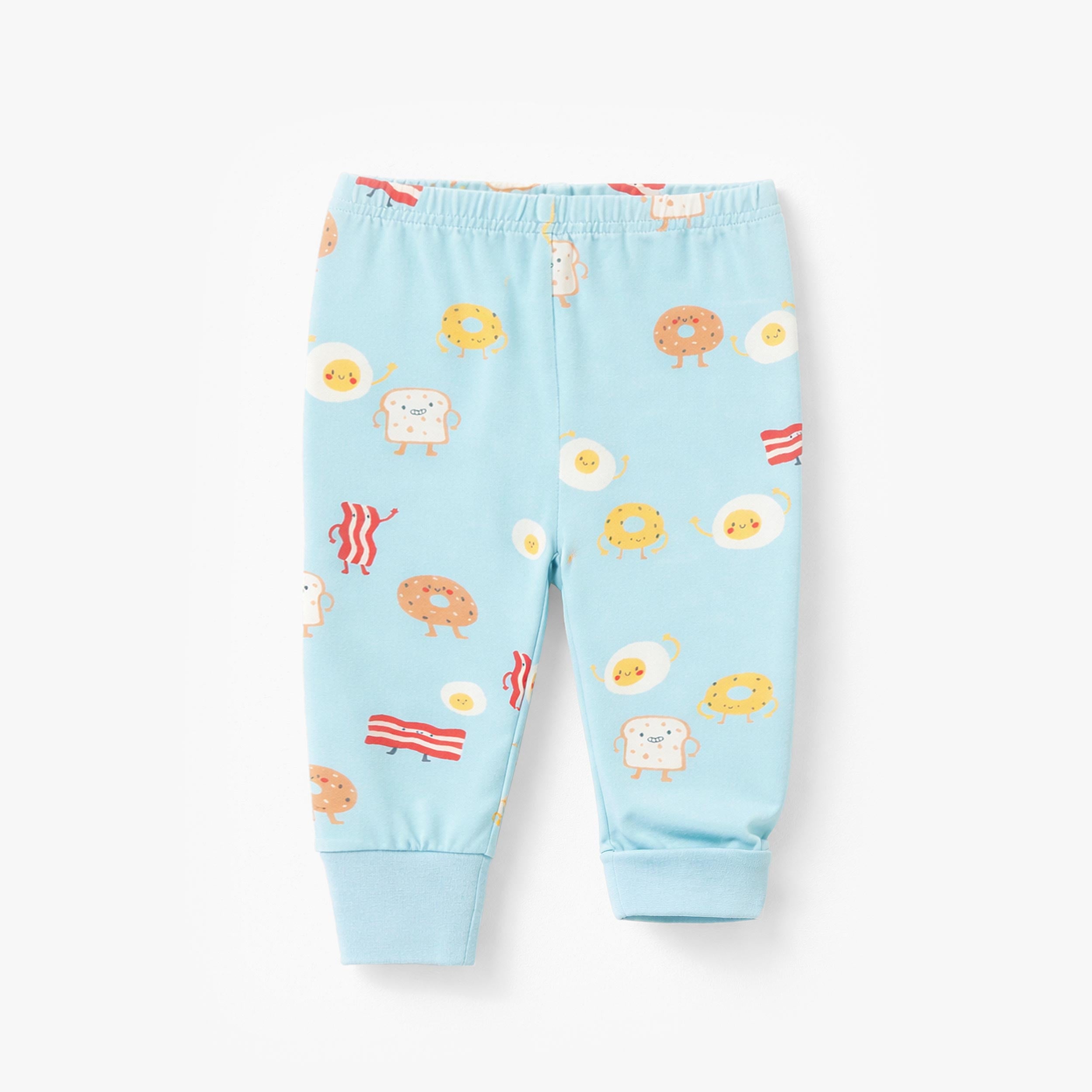 Pantalon du pyjama deux pièces bleu à motifs de déjeuner, bébé